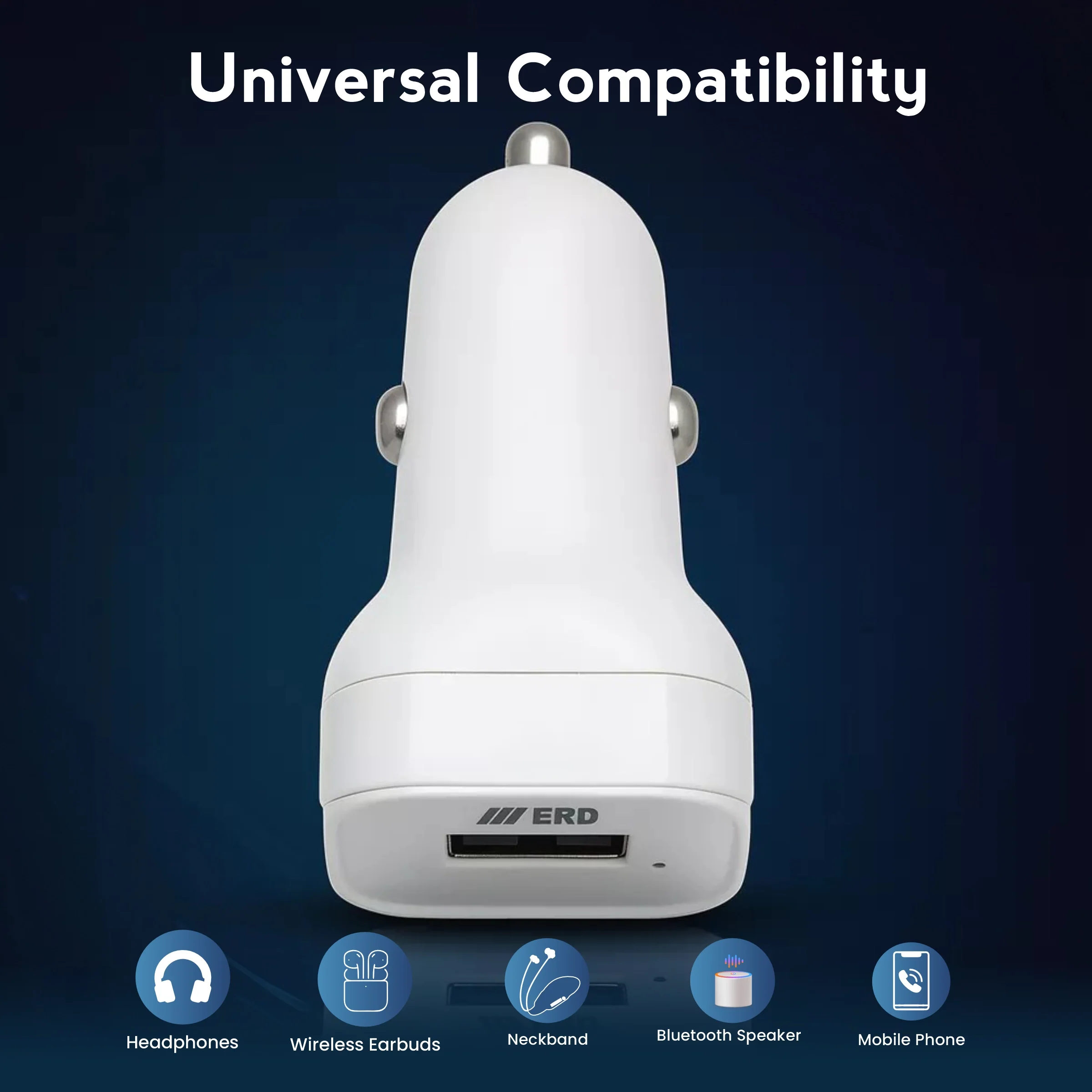 ERD CC-103 USB-A Car Mobile Charger With 2 IN 1 Cable (Micro+USB-C), 15W - Image 5