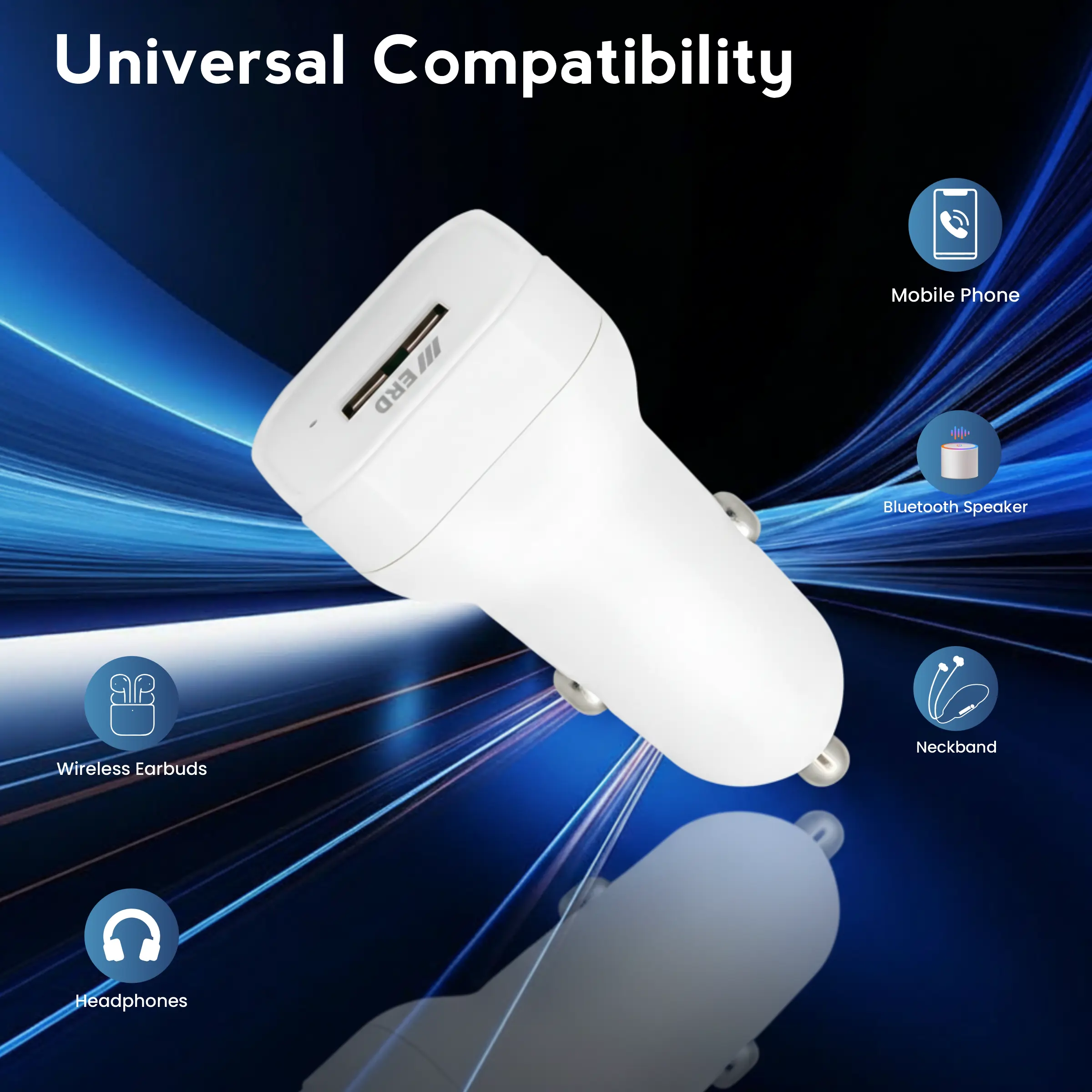 ERD CC-122 USB-A Car Mobile Charger With USB-C Data Cable, 25W - Image 5