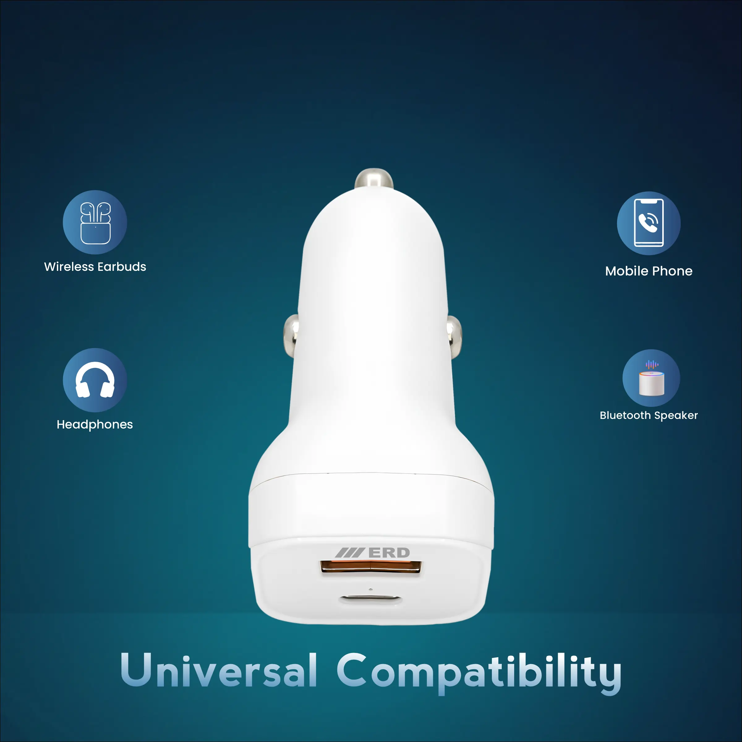 ERD CC-131 USB-A/C Car Charger With C to C Data Cable, 20W - Image 5