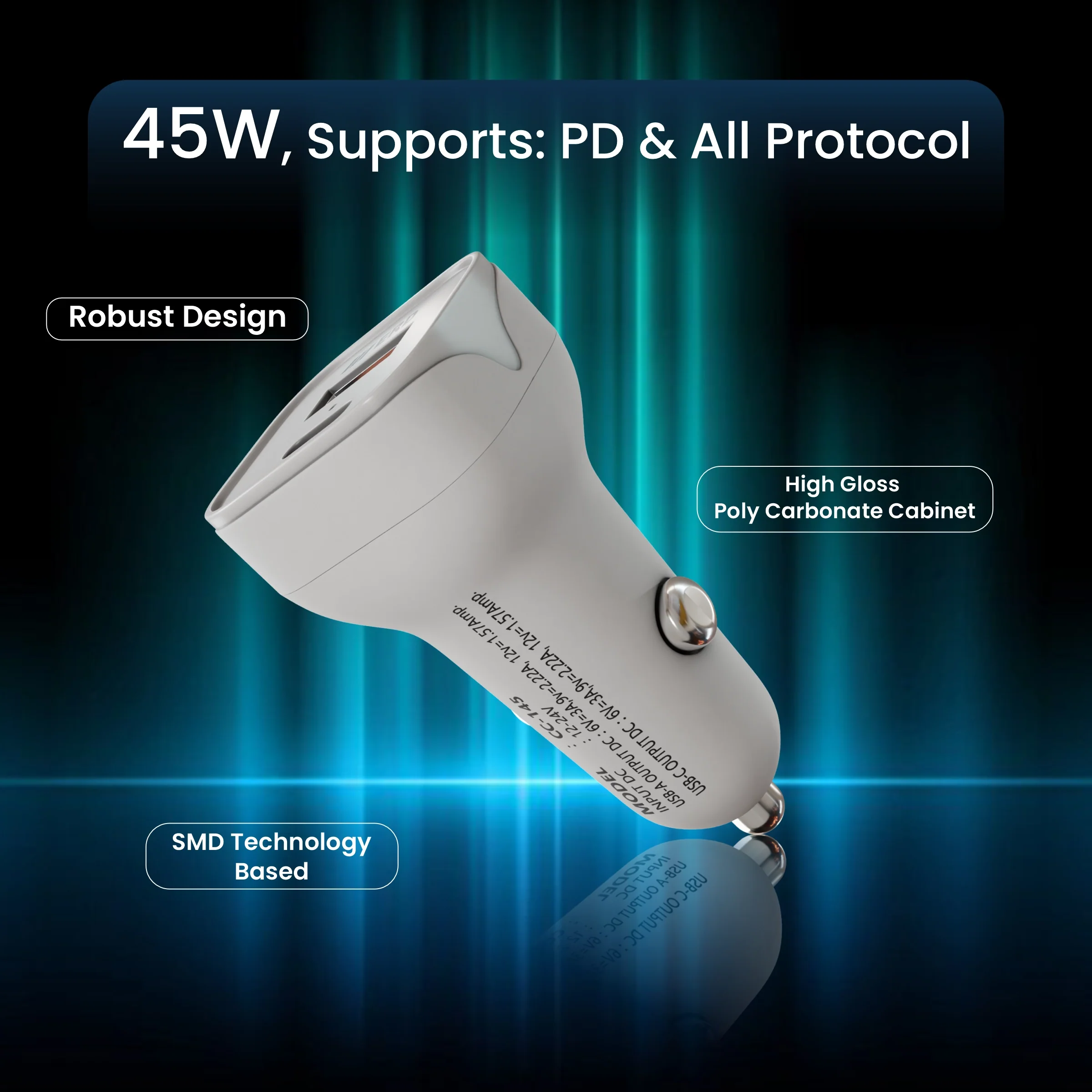 ERD CC-145 USB-A/C Car Mobile Charger, 45W - Image 4