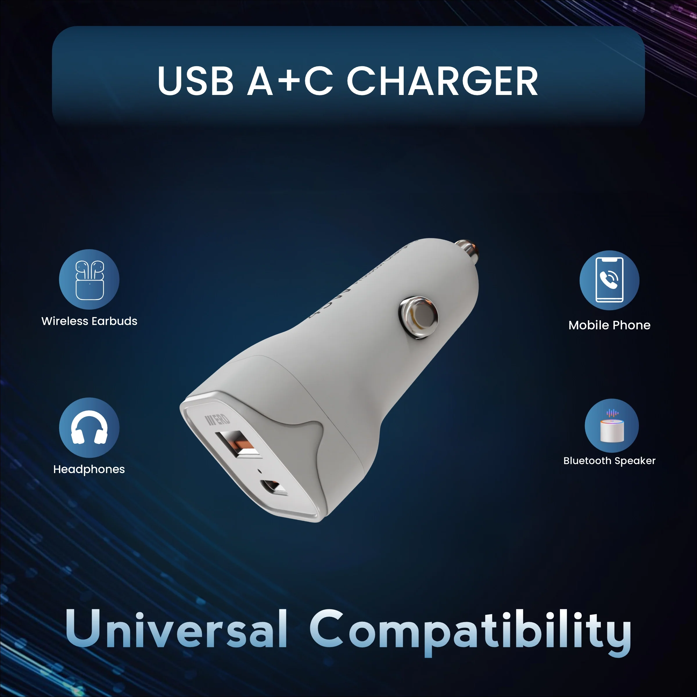ERD CC-145 USB-A/C Car Mobile Charger, 45W - Image 5