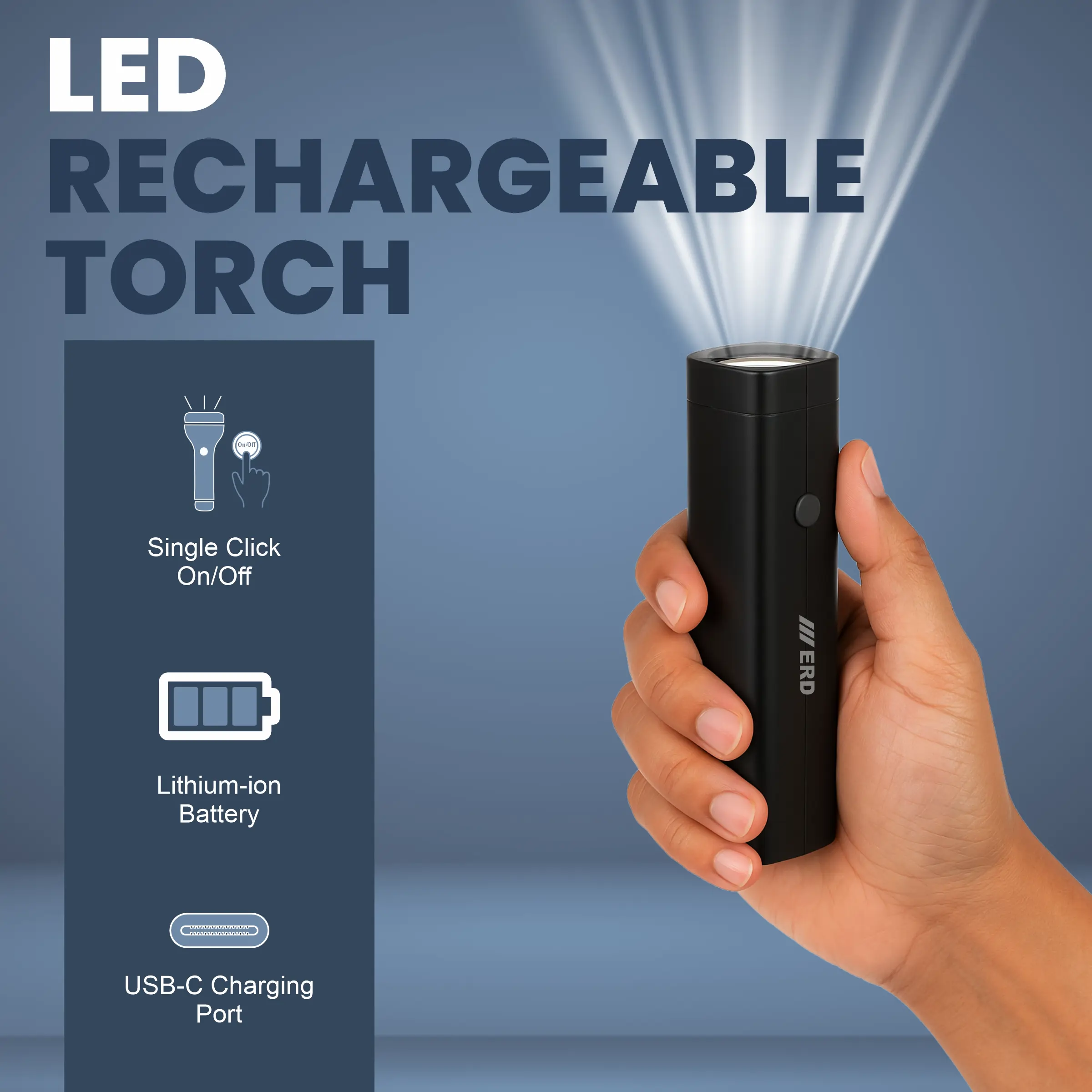 ERD LED RECHARGEABLE TORCH TL-601, 0.5W - Image 10