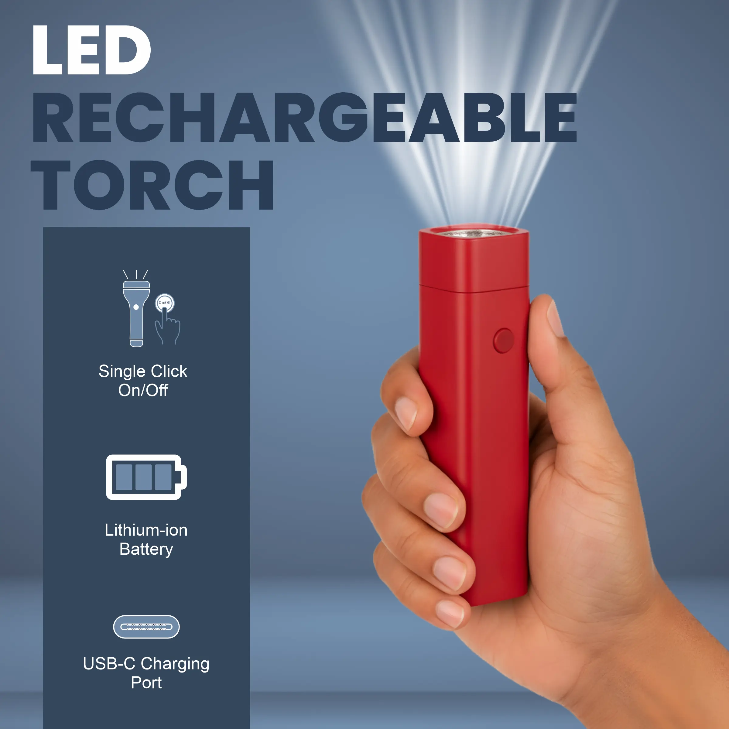 ERD LED RECHARGEABLE TORCH TL-601, 0.5W - Image 3