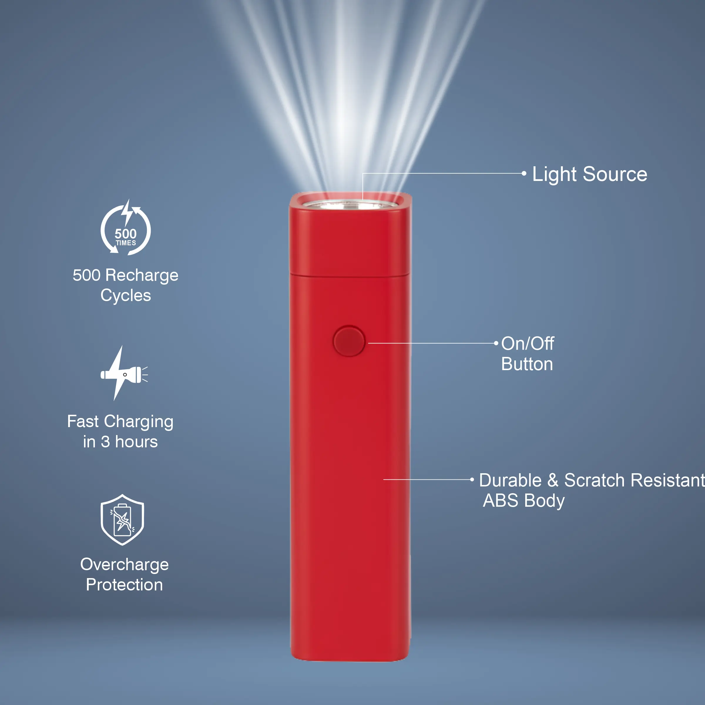 ERD LED RECHARGEABLE TORCH TL-601, 0.5W - Image 5