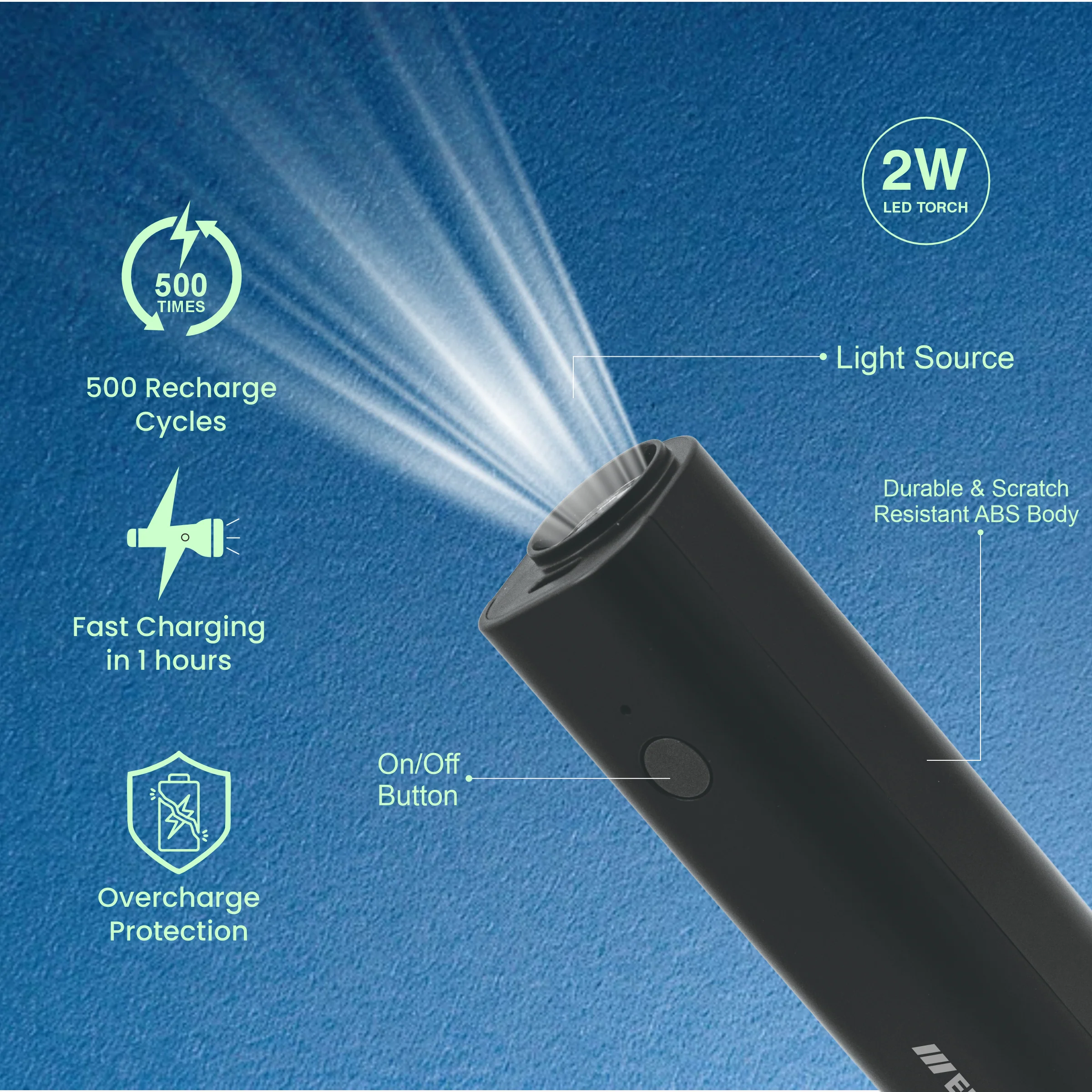 ERD LED RECHARGEABLE TORCH TL-602, 2W - Image 10