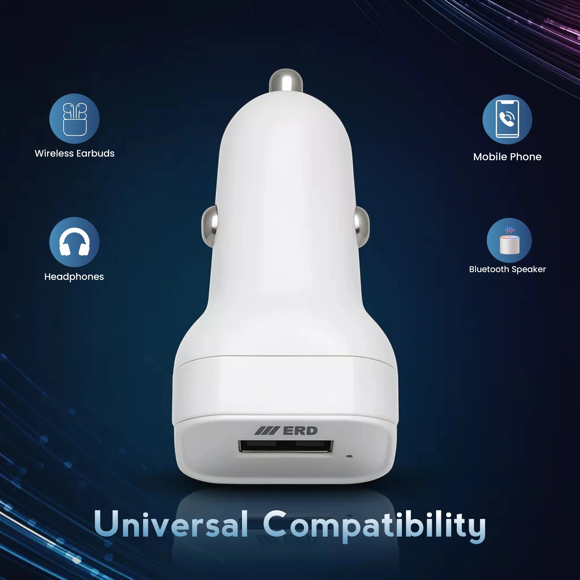 ERD CC-102 USB-A Car Mobile Charger With 2 IN 1 Cable (Micro+USB-C), 10W - Image 5