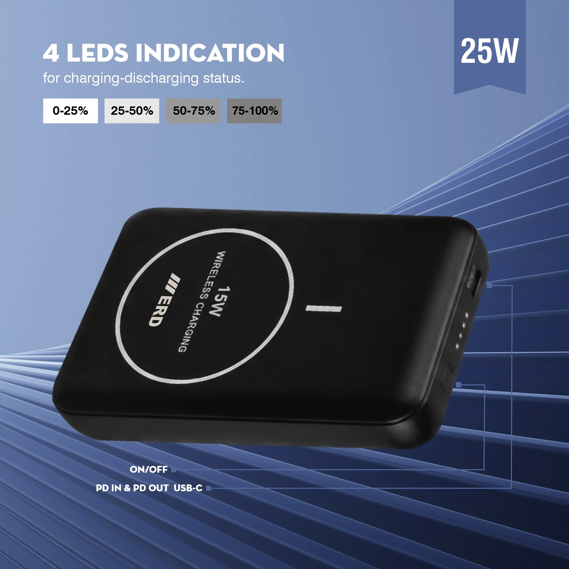 ERD PB-180 Power Bank 10000 mAh (25W) with 15W Wireless Charging - Image 13
