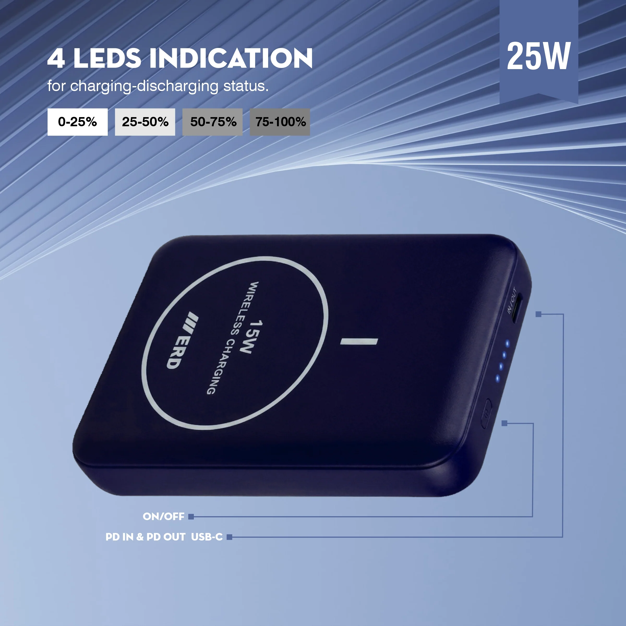ERD PB-180 Power Bank 10000 mAh (25W) with 15W Wireless Charging - Image 23