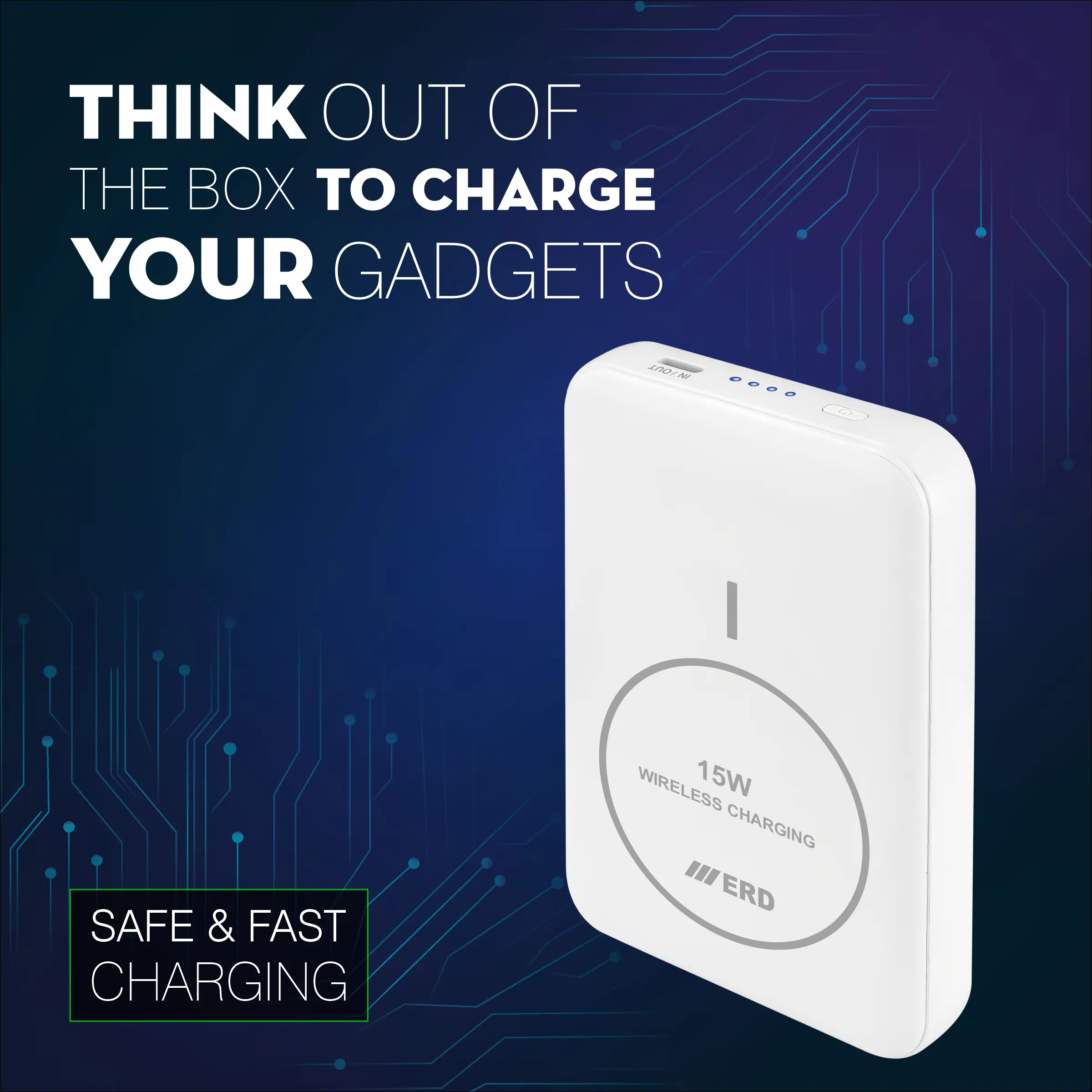ERD PB-180 Power Bank 10000 mAh (25W) with 15W Wireless Charging - Image 3