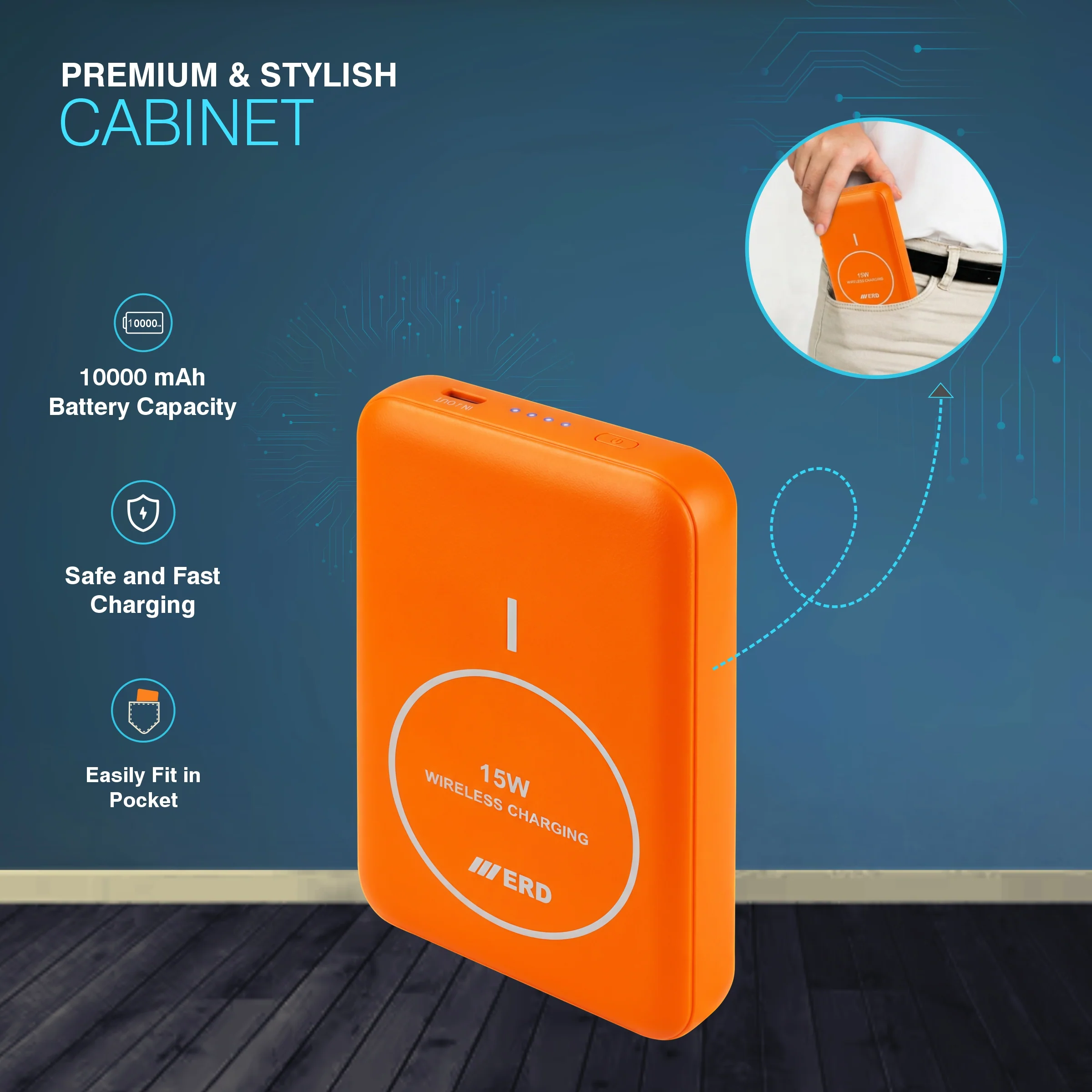 ERD PB-180 Power Bank 10000 mAh (25W) with 15W Wireless Charging - Image 33