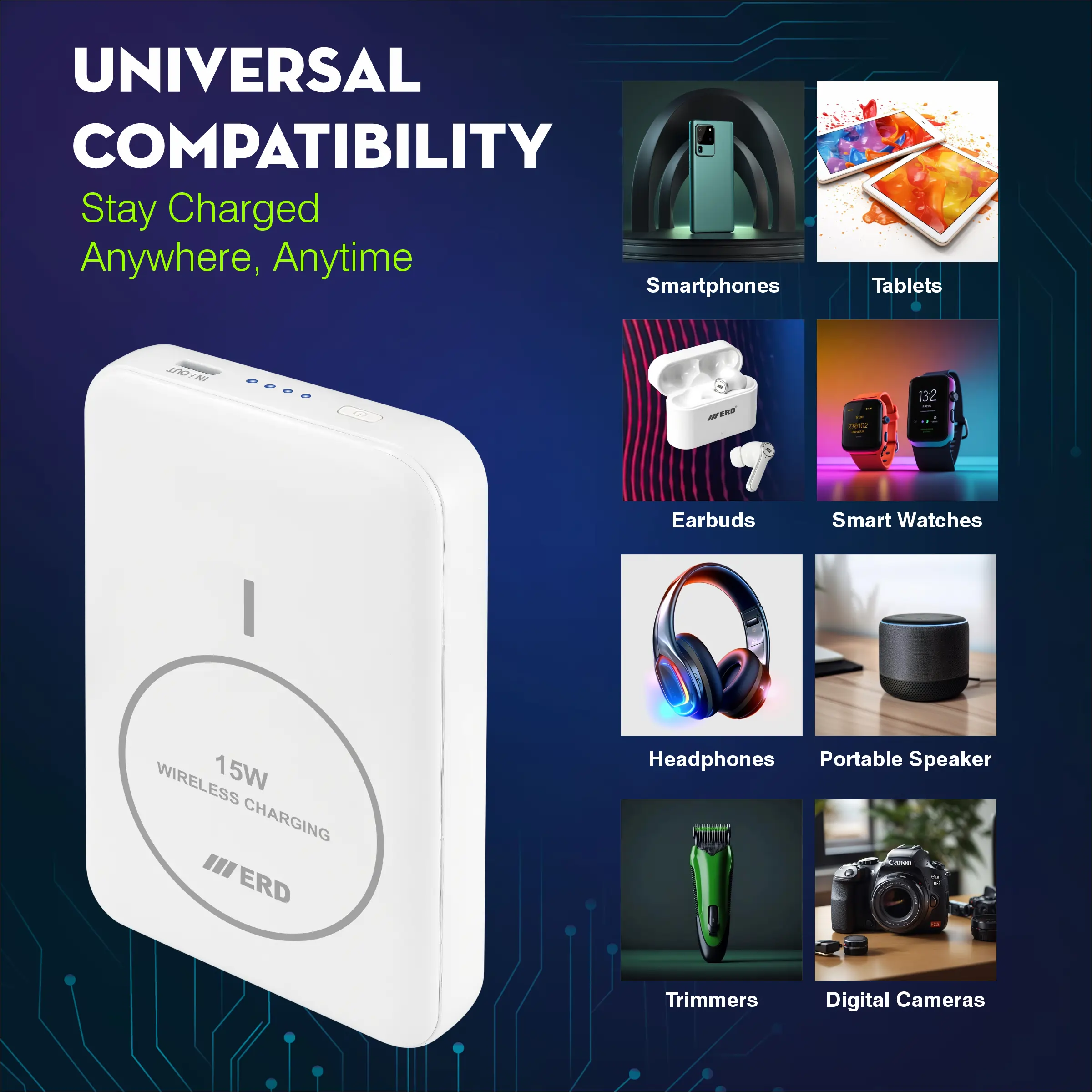 ERD PB-180 Power Bank 10000 mAh (25W) with 15W Wireless Charging - Image 8