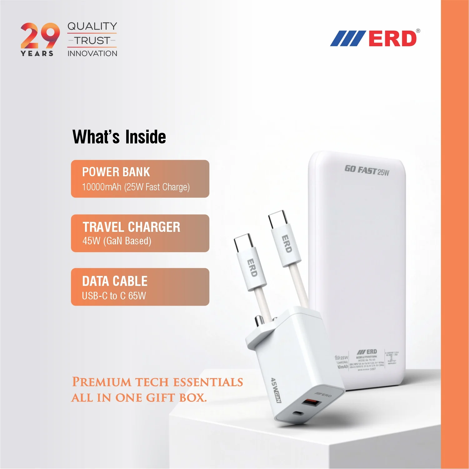 ERD Premium Corporate Gift Pack – GP 101 (10000mAh Power Bank + 45W GaN Charger + 65W USB-C Cable) - Image 4