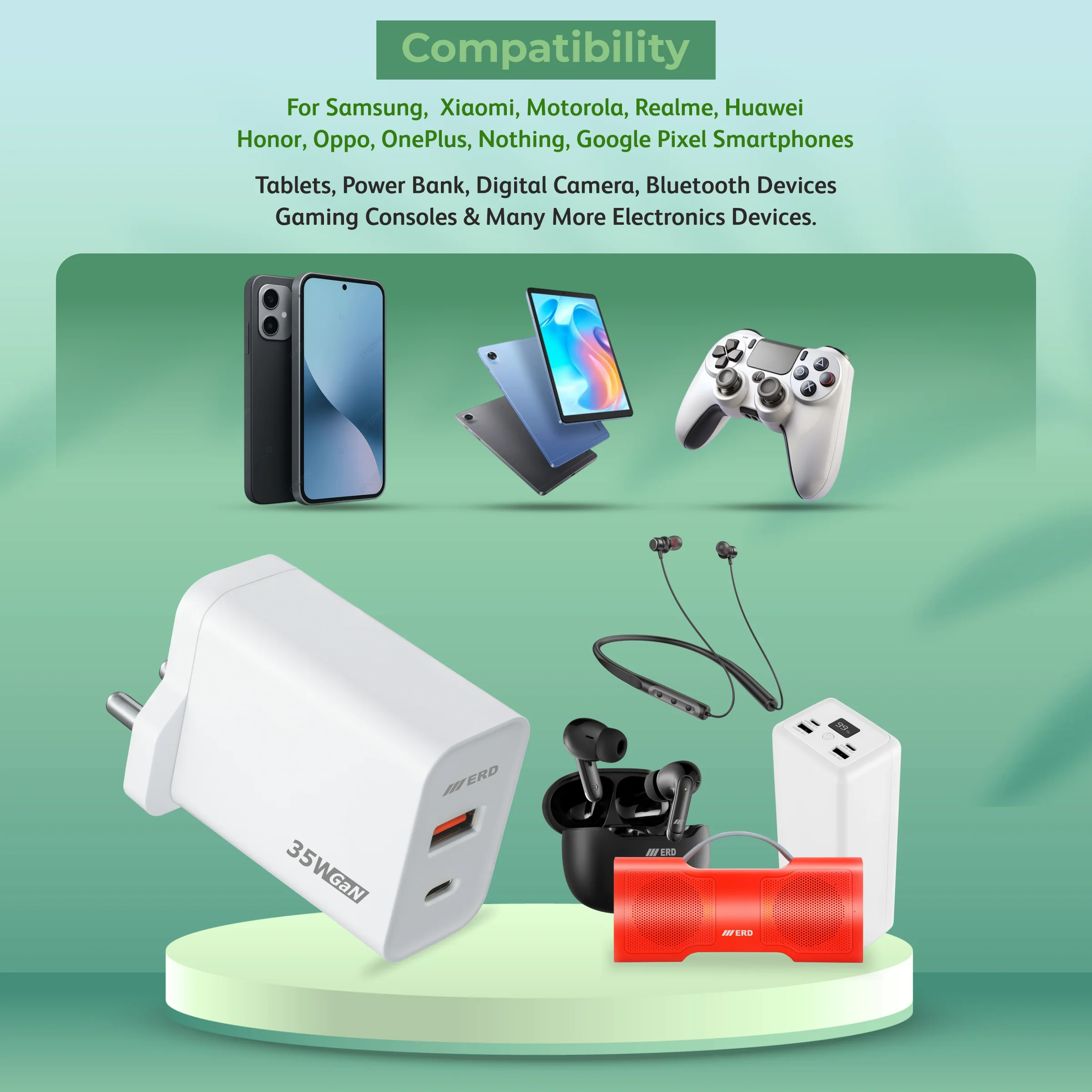 ERD TC-142 A/C Charger With USB-C to C Data Cable, 35W - Image 4