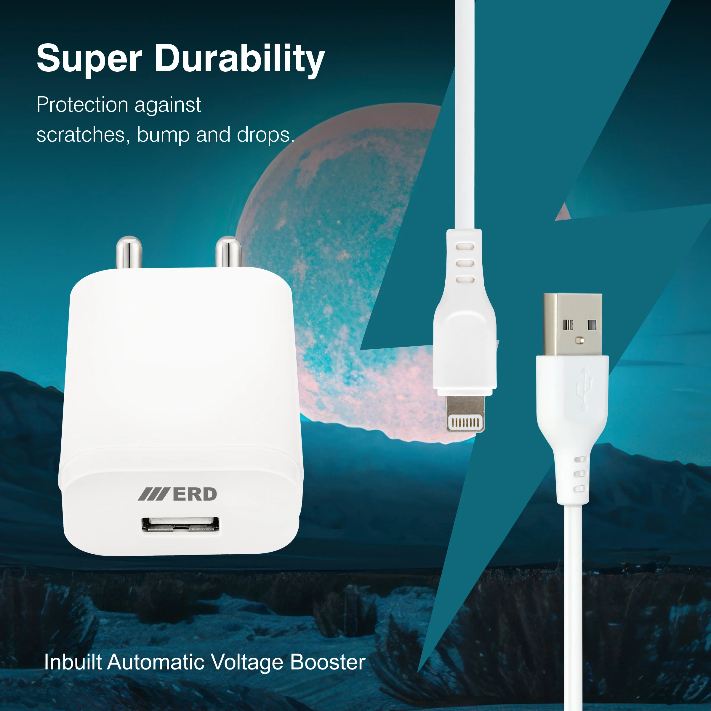 ERD TC-202 USB-A Charger With Lightning IP5 Data Cable, 10W - Image 5