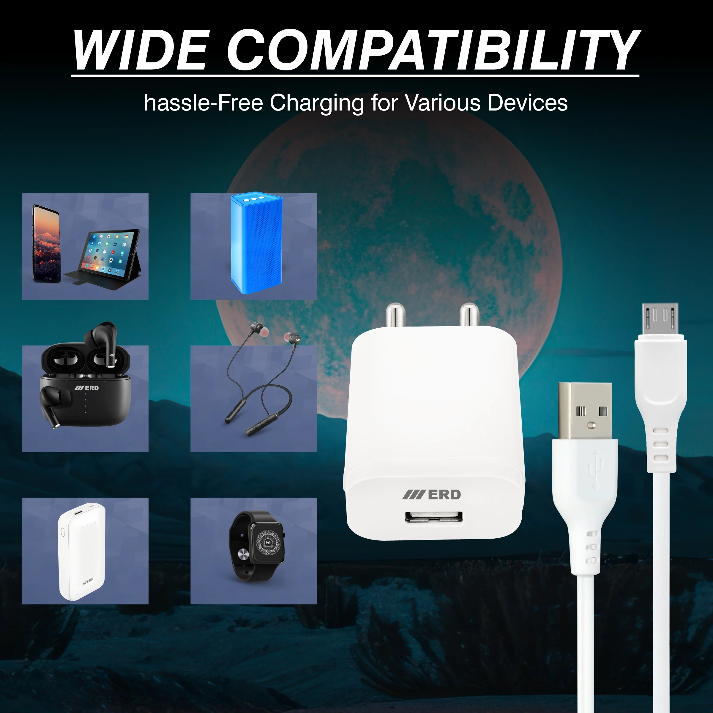 ERD TC-203 USB-A Charger With Micro Data Cable, 12W - Image 6