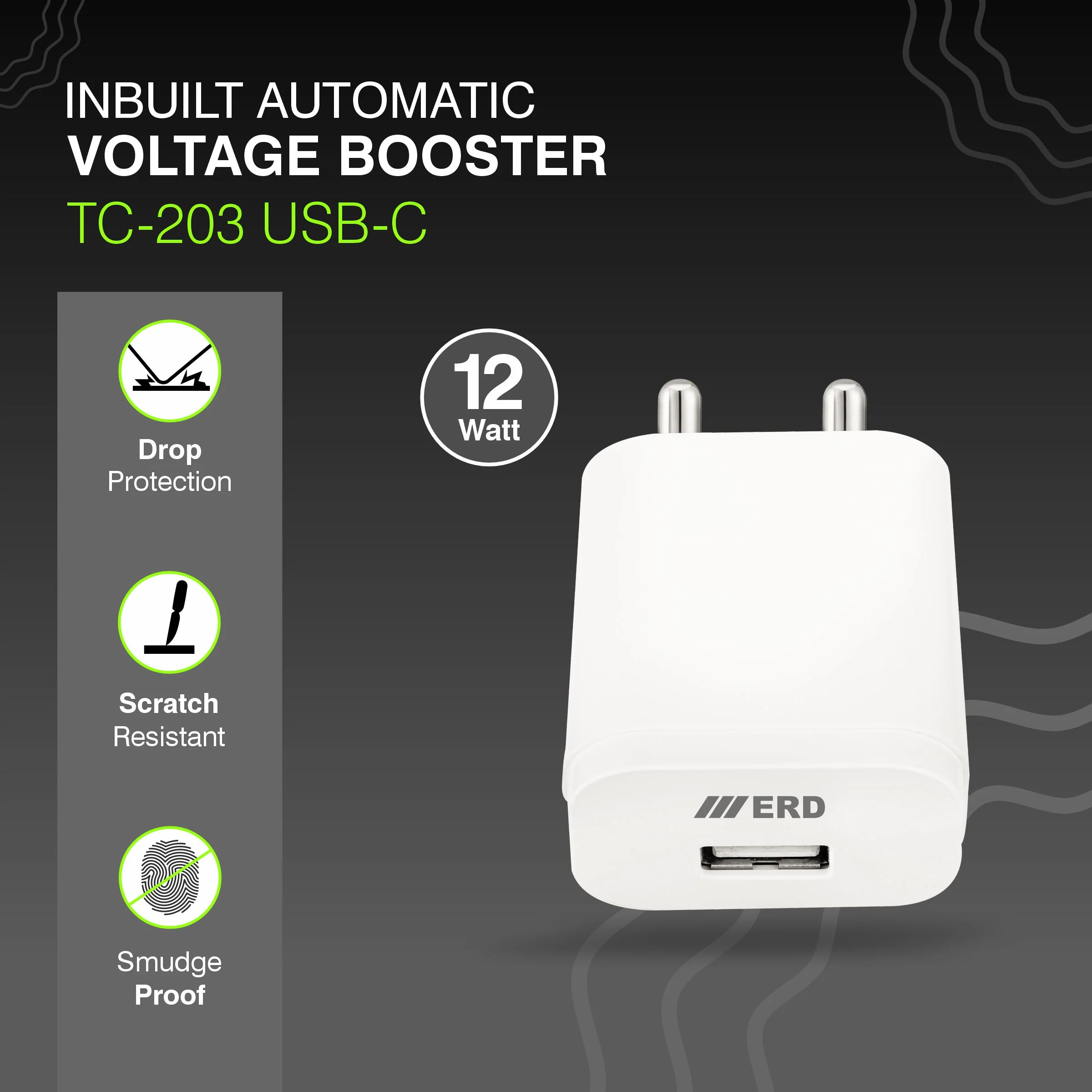 ERD TC-203 USB-A Charger With USB-C Data Cable, 12W - Image 3