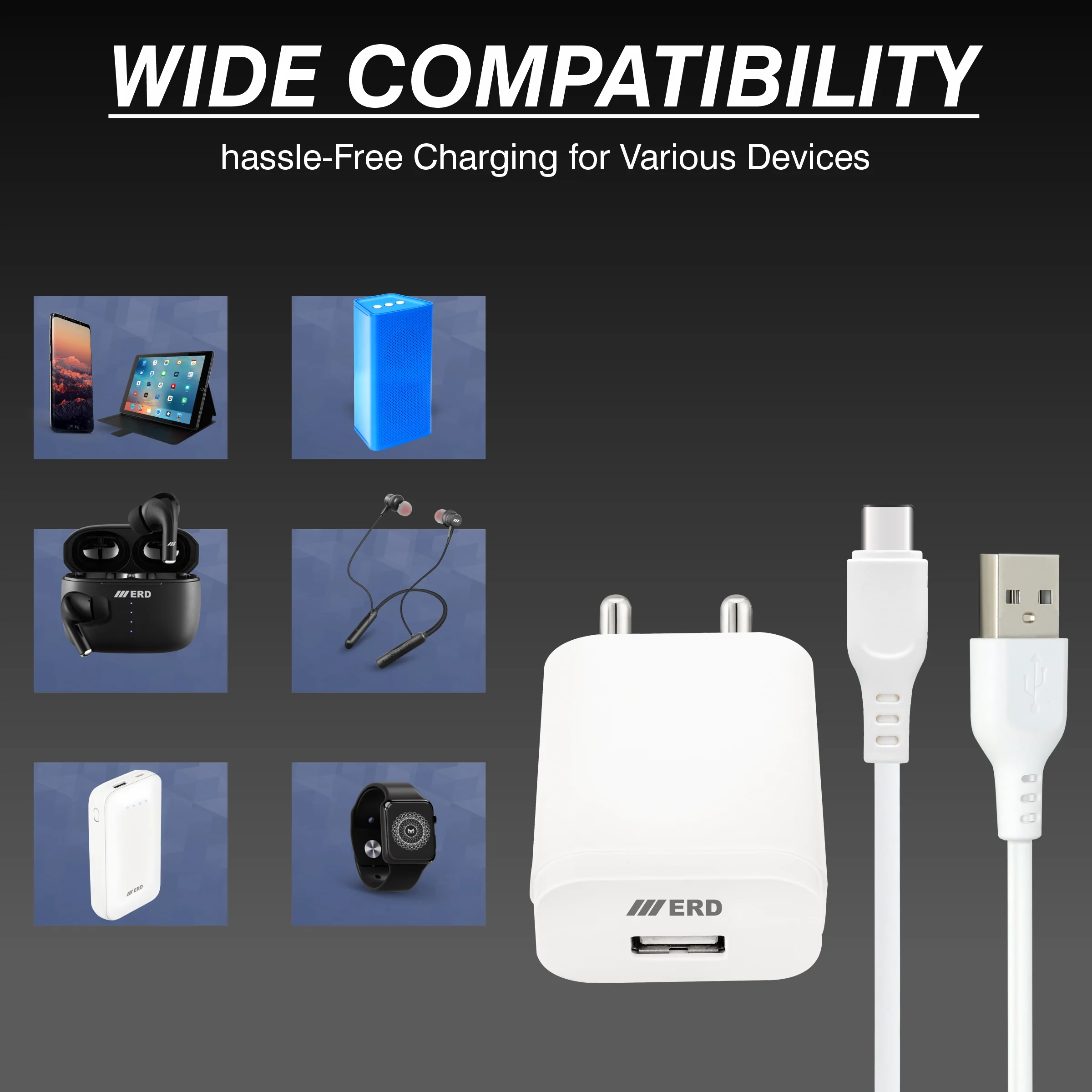 ERD TC-203 USB-A Charger With USB-C Data Cable, 12W - Image 9