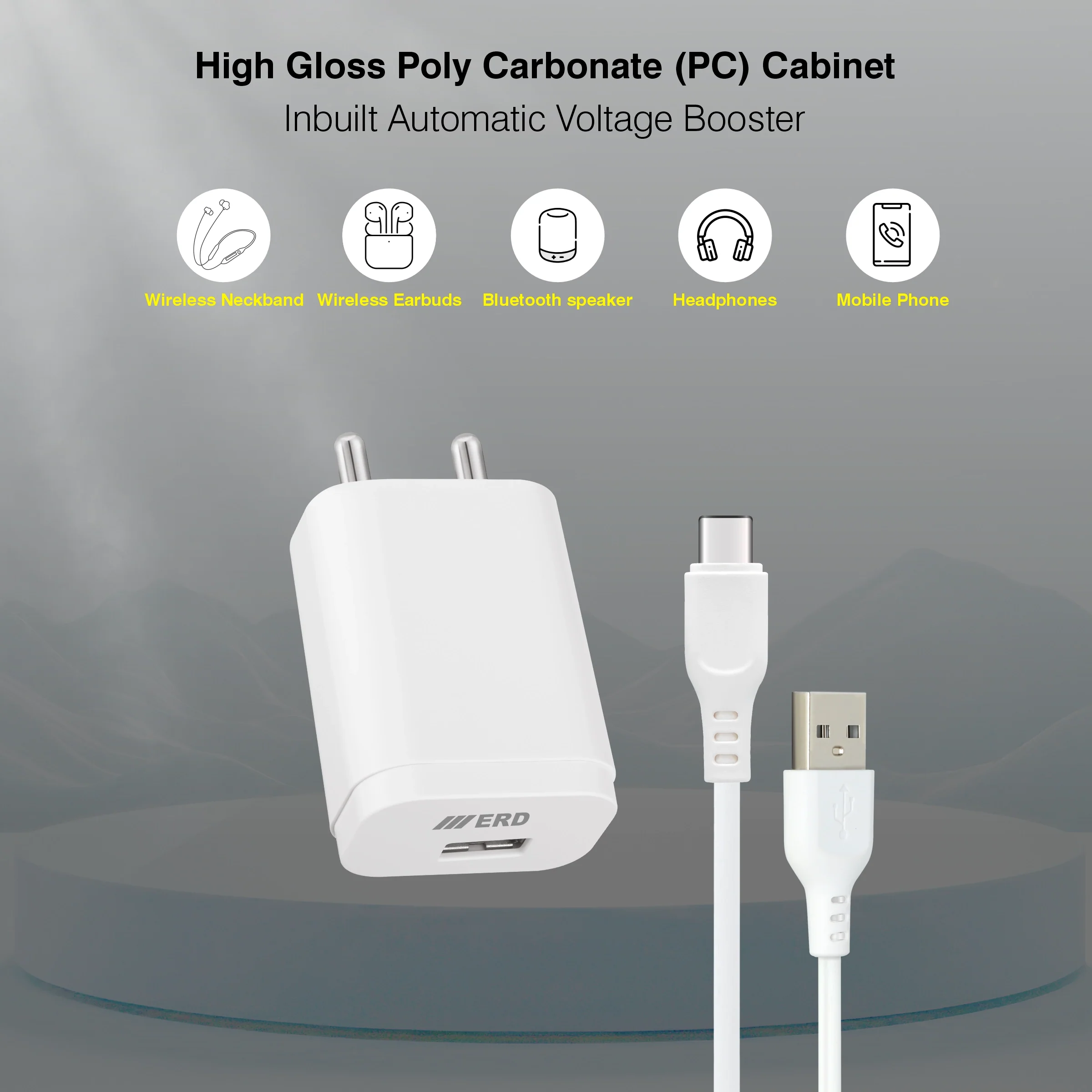 ERD TC-204 USB-A Charger With USB-C Data Cable, 15W - Image 3