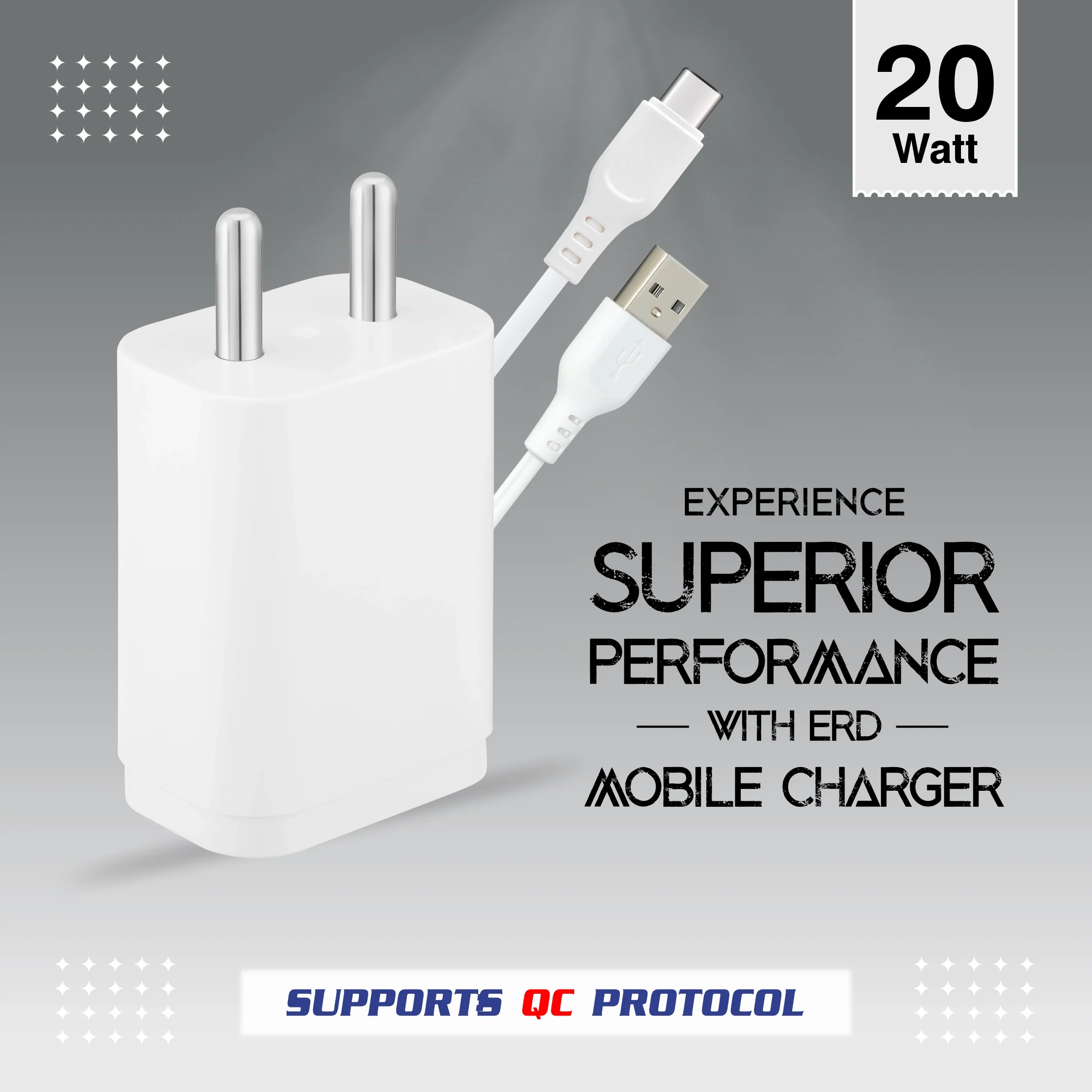 ERD TC-204 USB-A Charger With USB-C Data Cable, 15W - Image 5