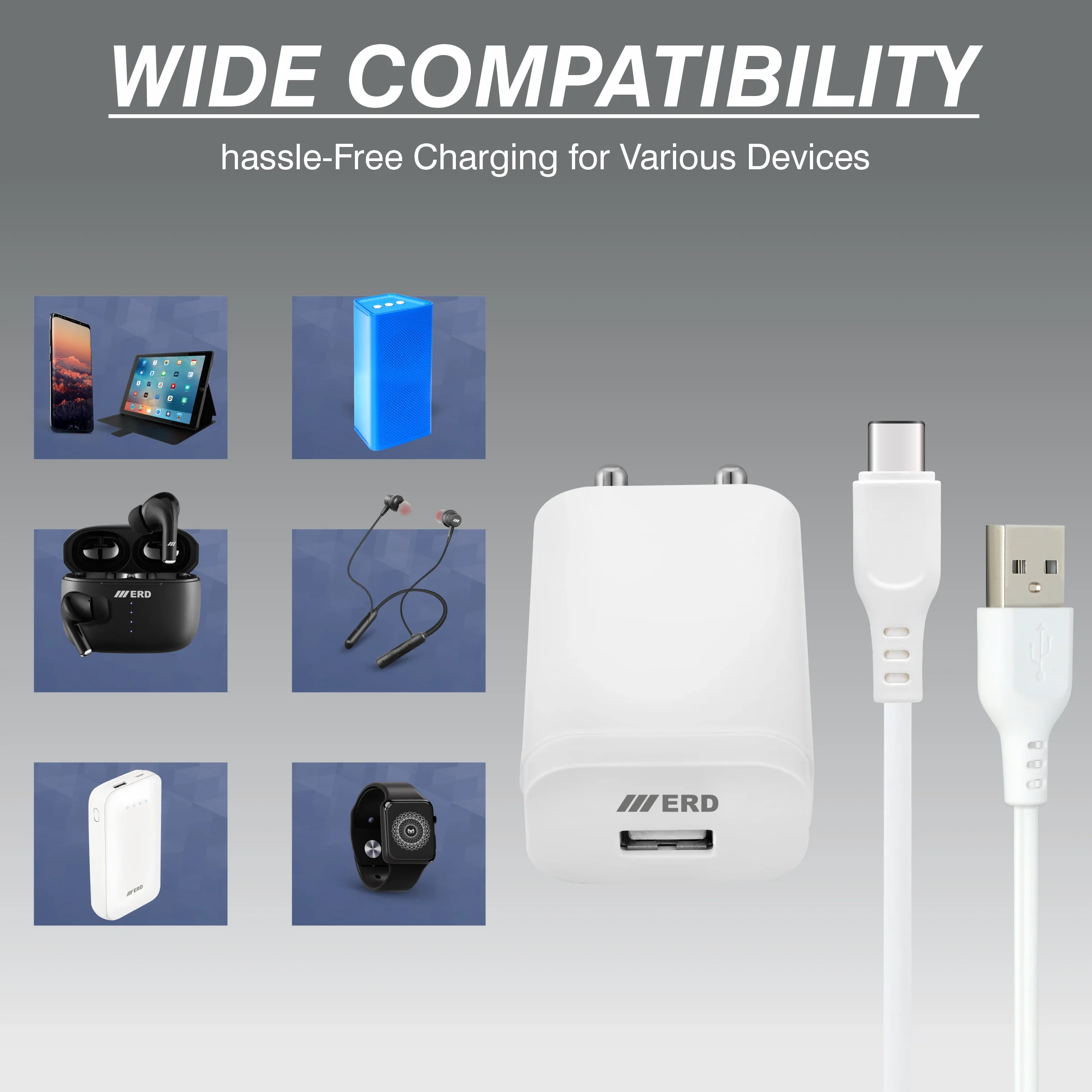 ERD TC-204 USB-A Charger With USB-C Data Cable, 15W - Image 8