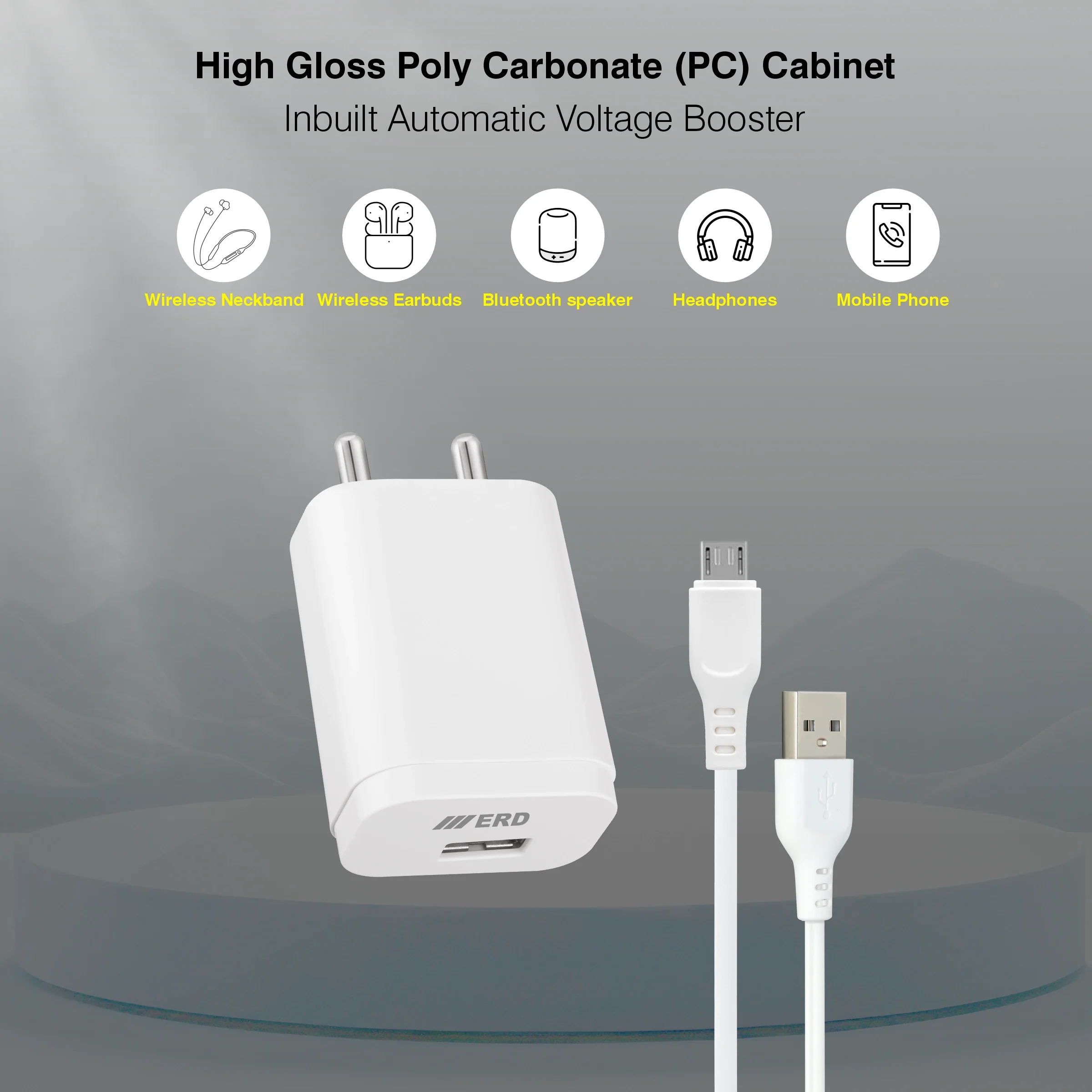 ERD TC-221 USB-A QC Charger With Micro Data Cable, 20W - Image 3