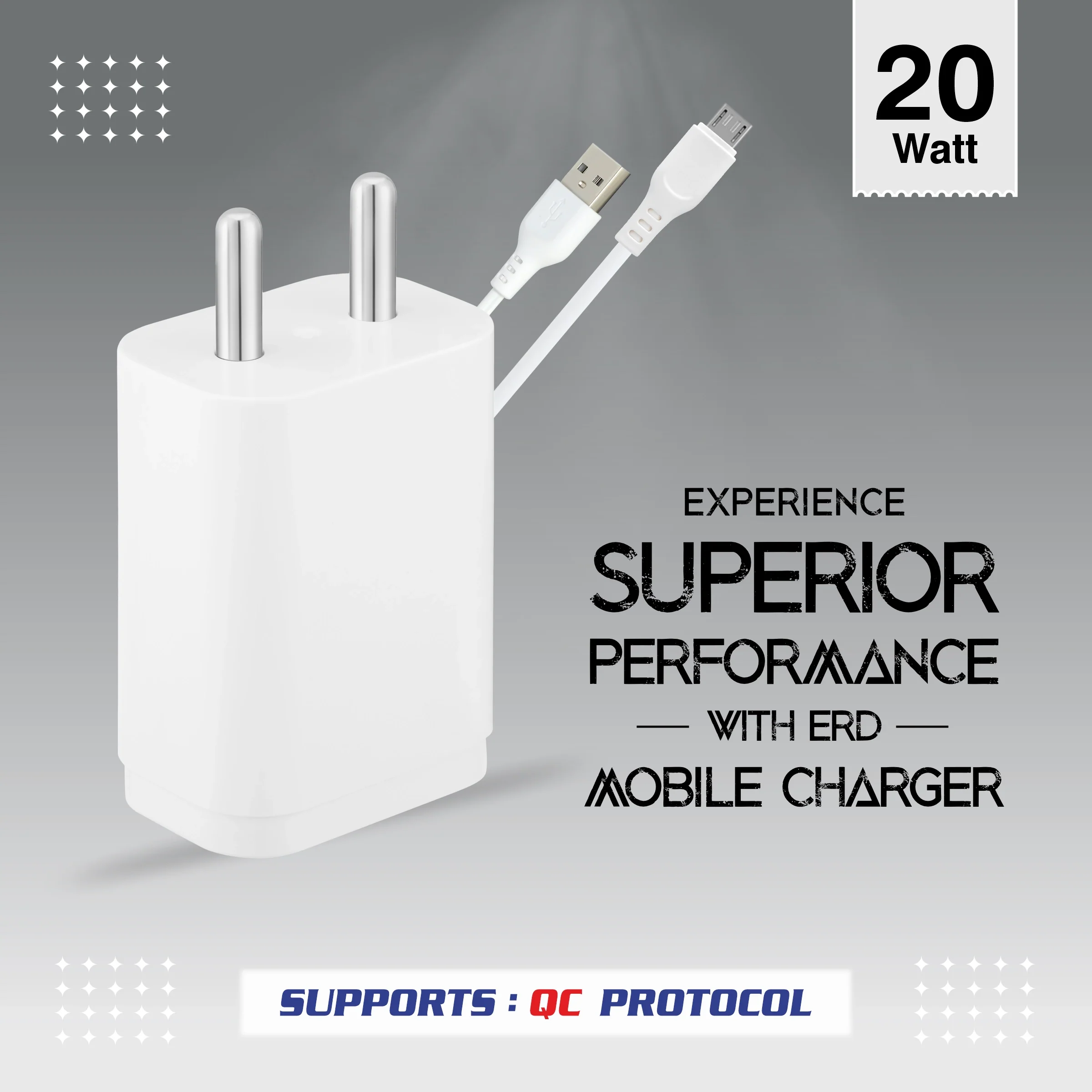 ERD TC-221 USB-A QC Charger With Micro Data Cable, 20W - Image 5