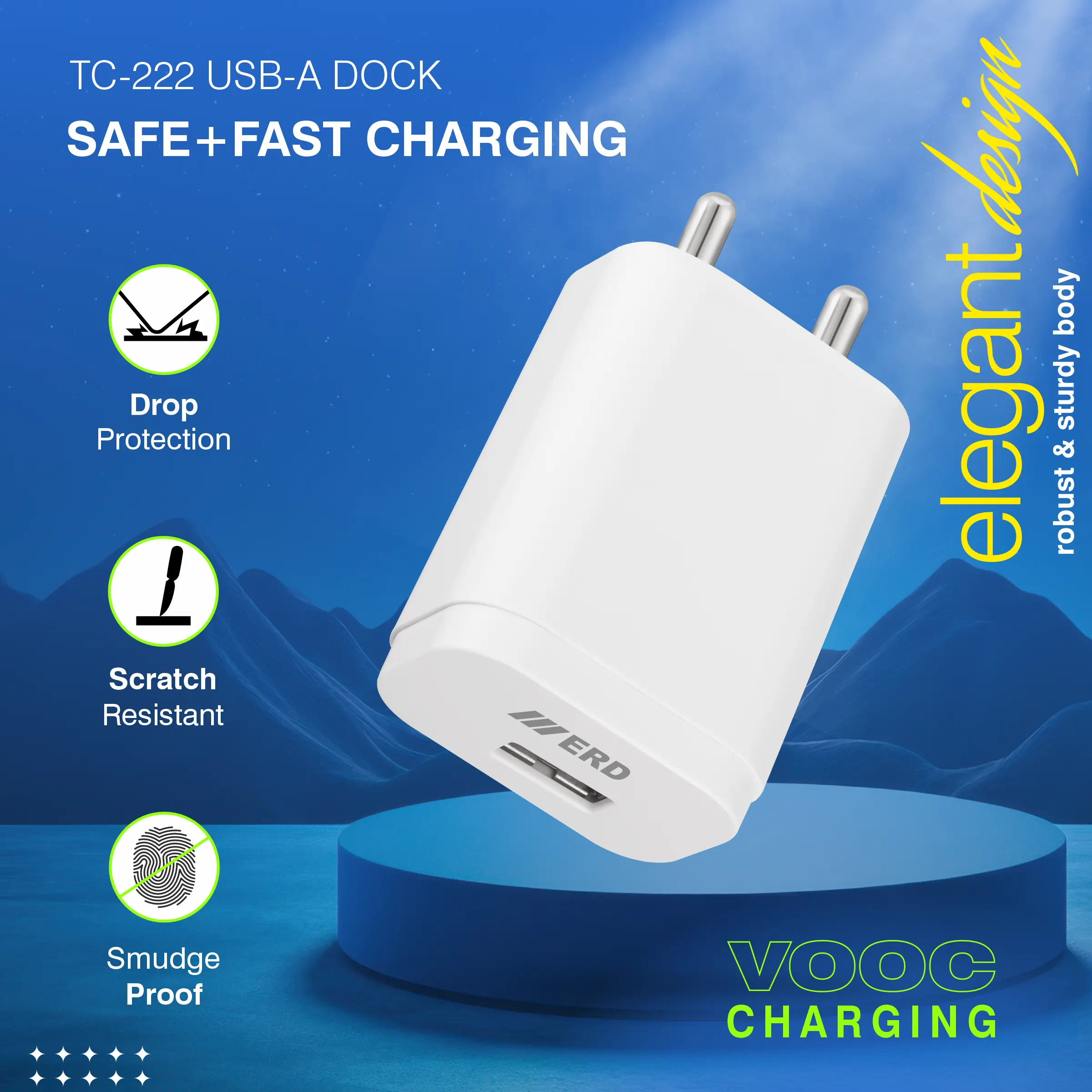ERD TC-222 USB-A VOOC Charger, 20W - Image 4