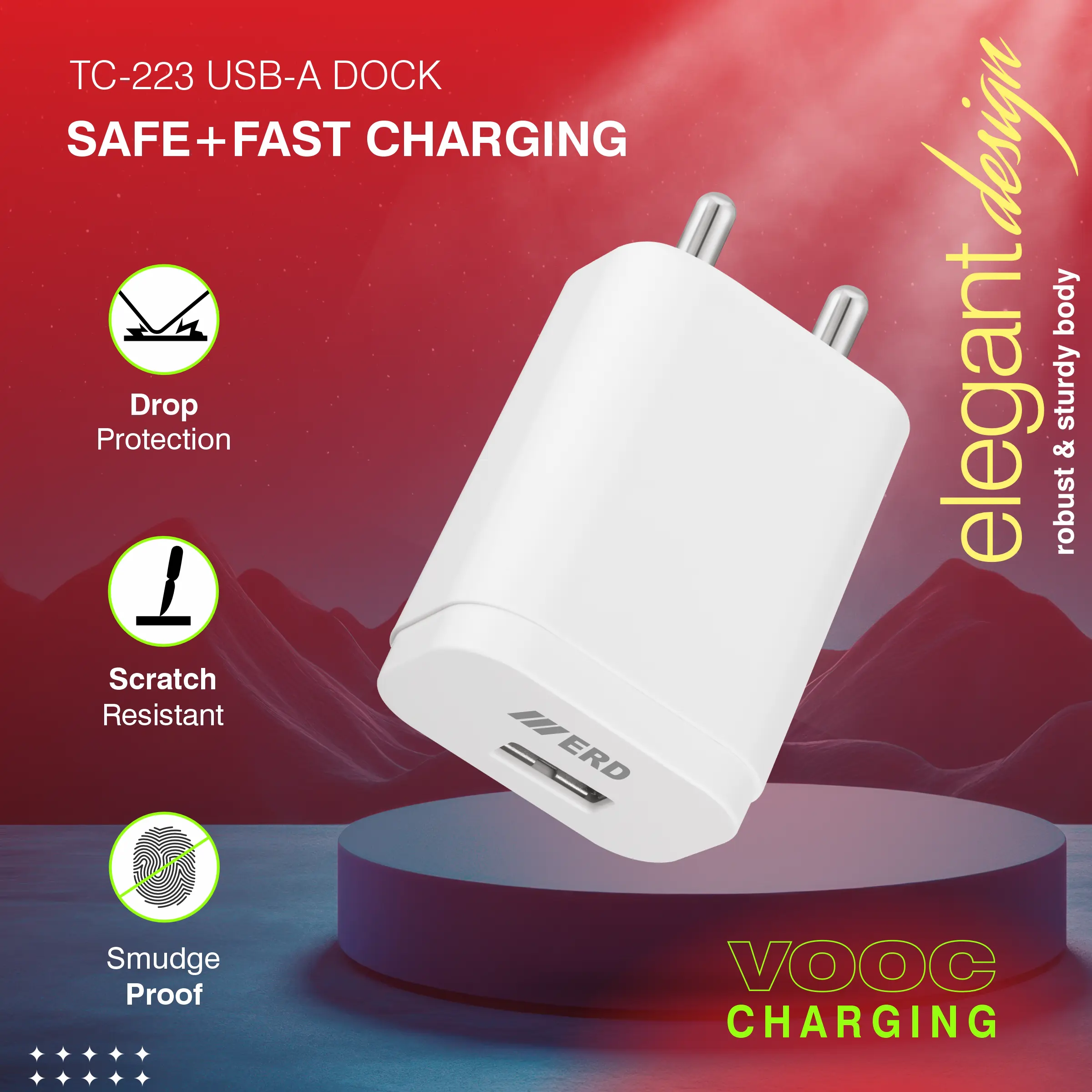 ERD TC-223 USB-A VOOC Charger, 33W - Image 4