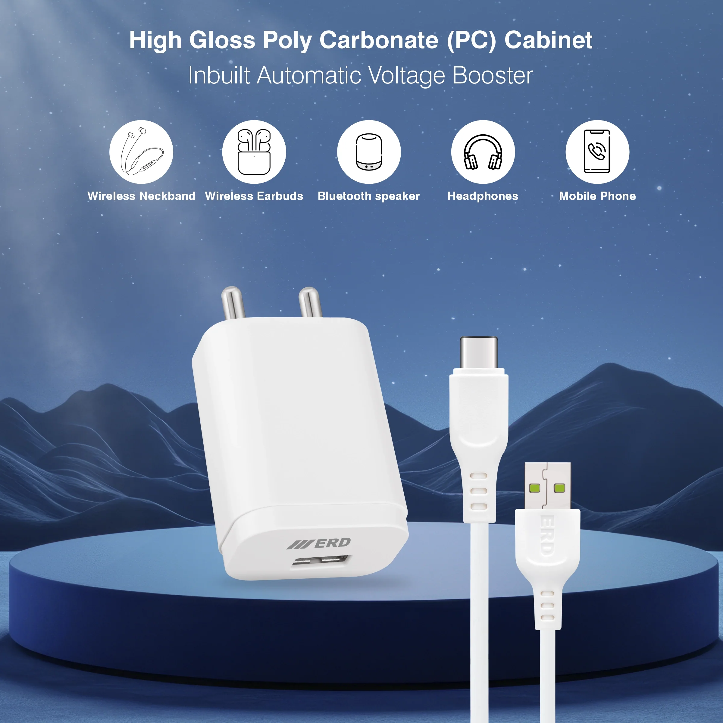 ERD TC-224 USB-A Flash Charger With USB-C Data Cable, 44W - Image 3