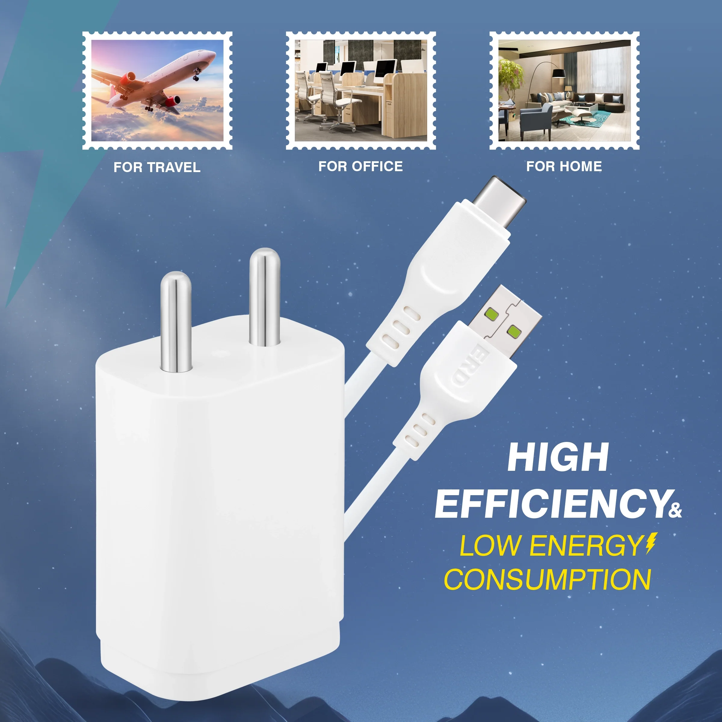 ERD TC-224 USB-A Flash Charger With USB-C Data Cable, 44W - Image 4