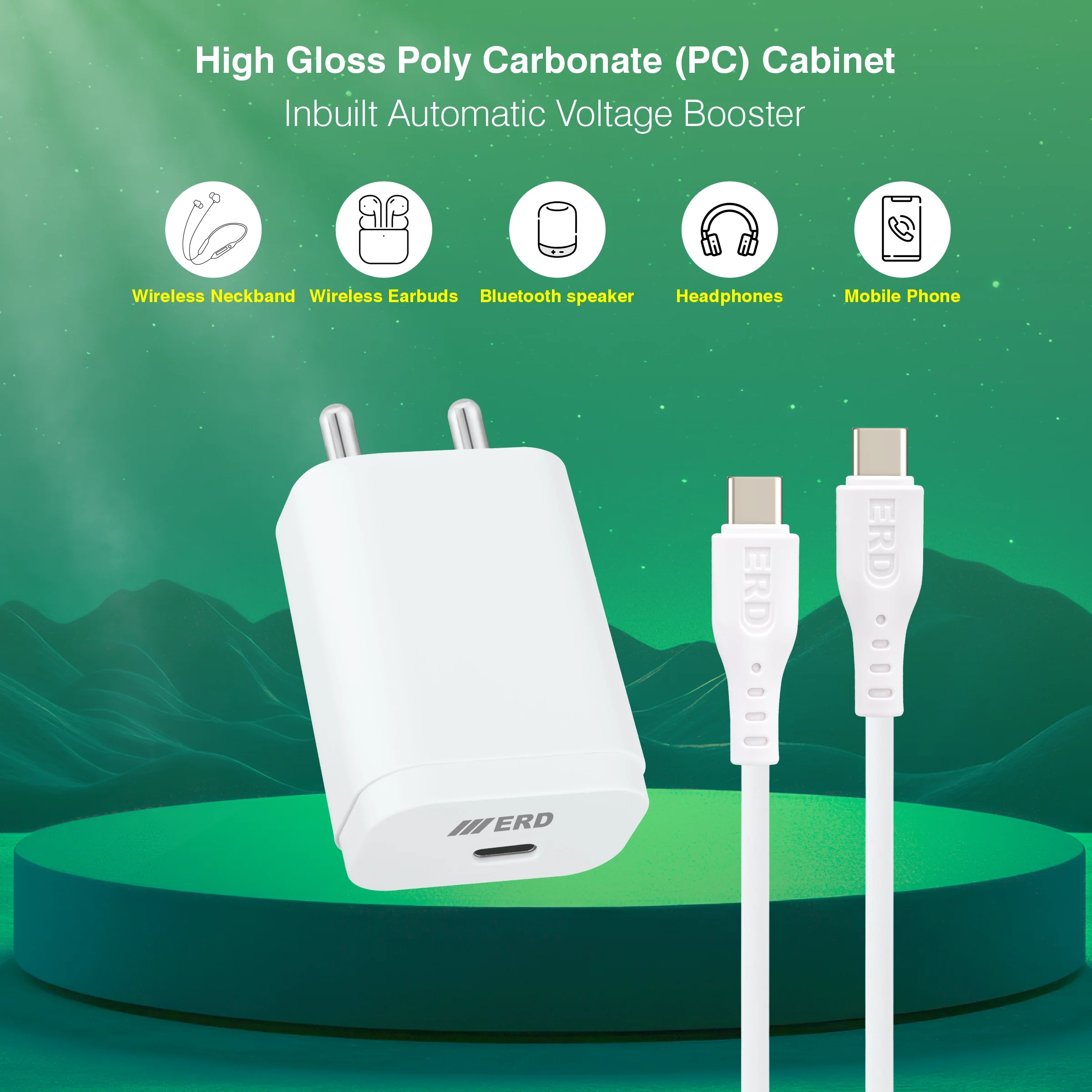 ERD TC-232 USB-C Charger With USB-C TO C Data Cable, 25W - Image 3