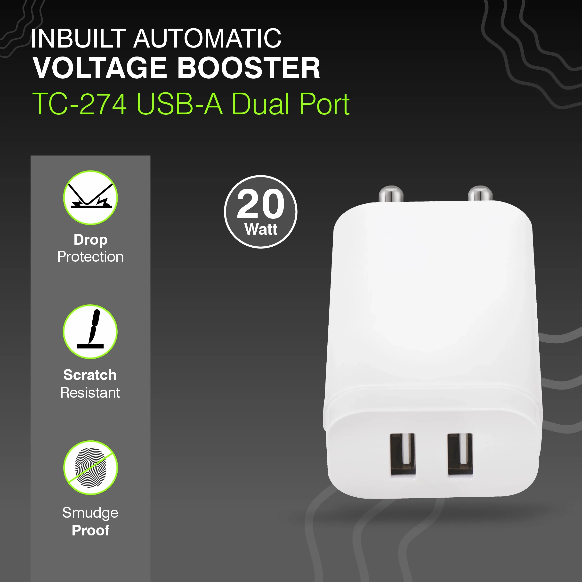 ERD TC-274 Dual USB-A Charger, 20W - Image 3