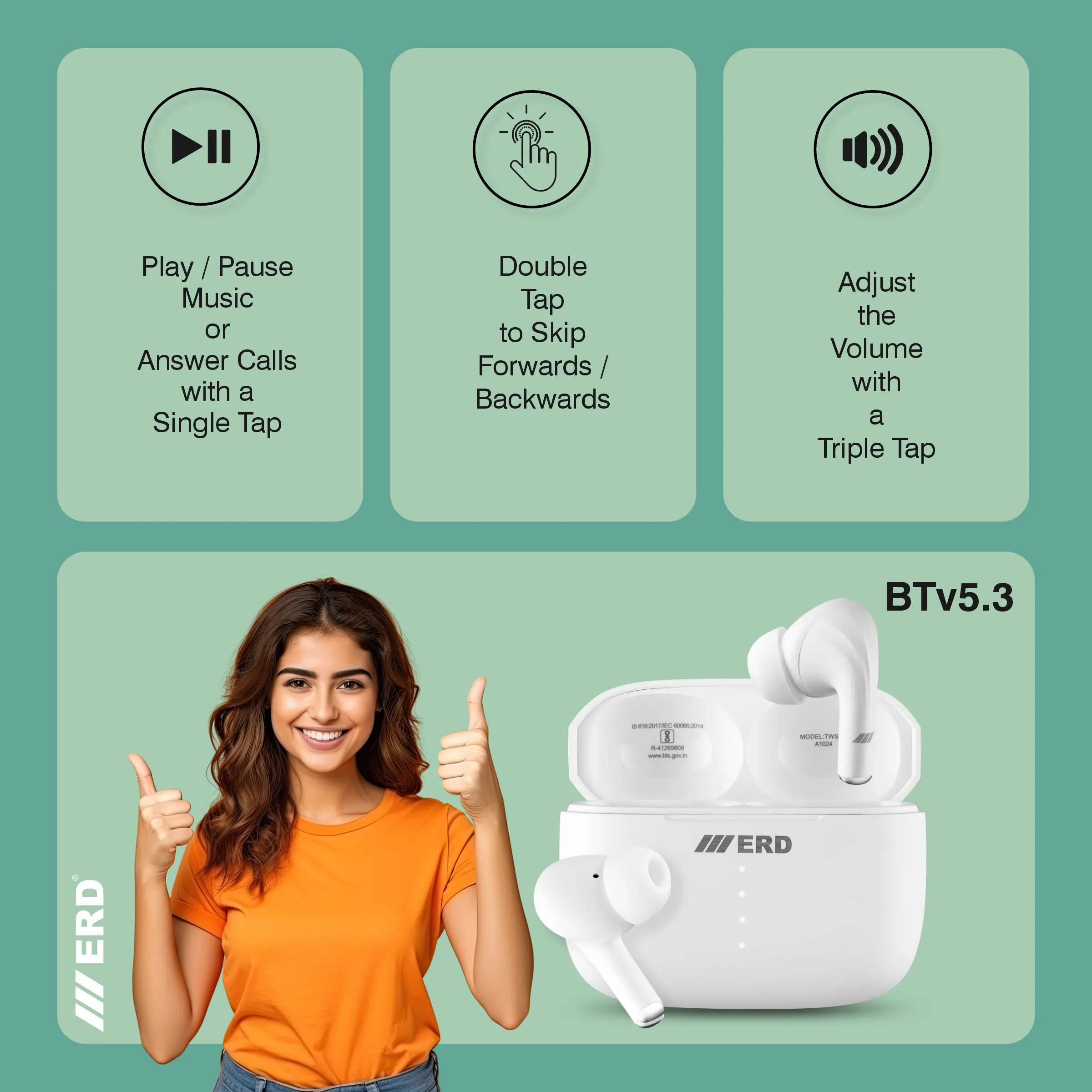 ERD TWS-18 Wireless Earbuds - Image 6