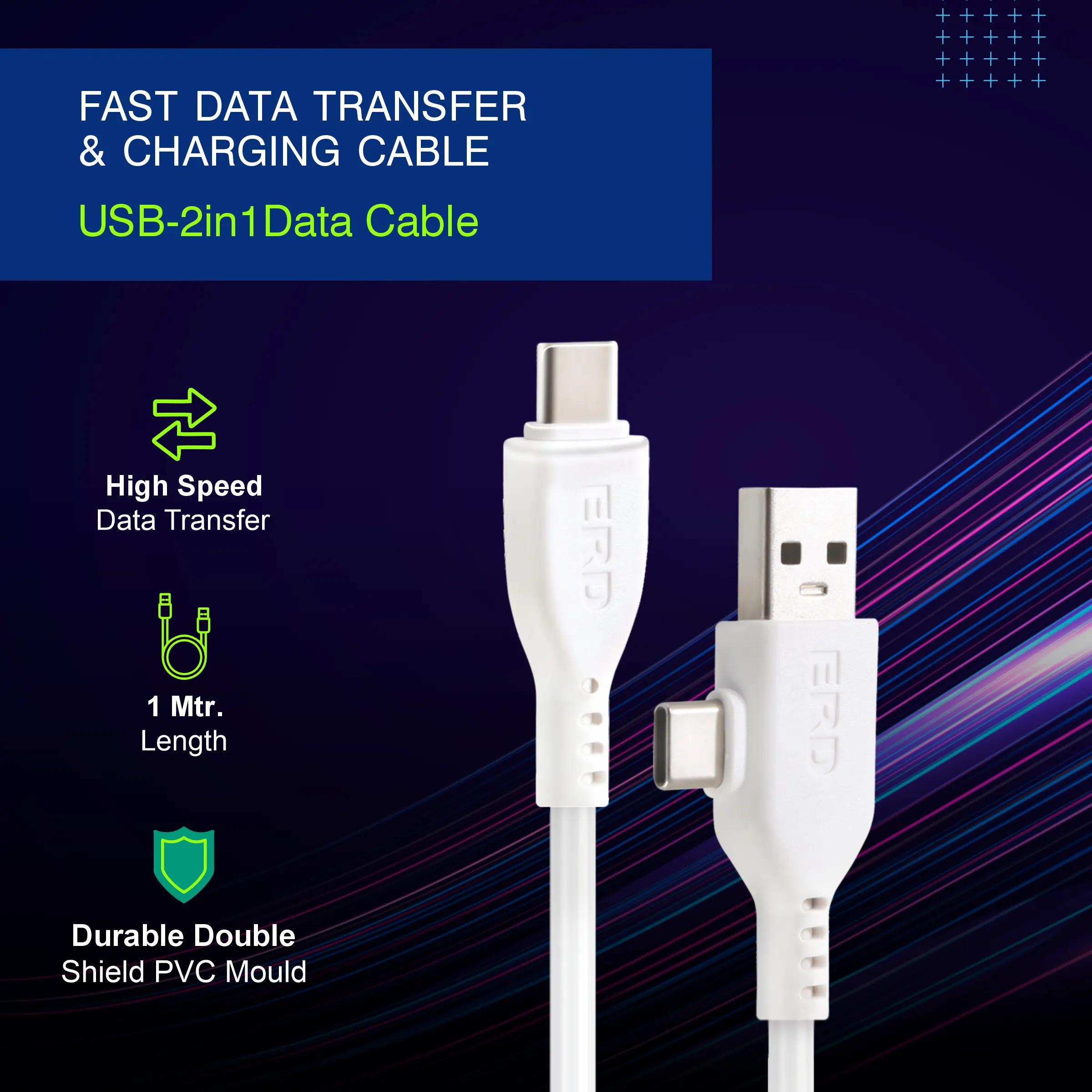 ERD UC-102 Multi (2in1) Data Cable, 90W - Image 3
