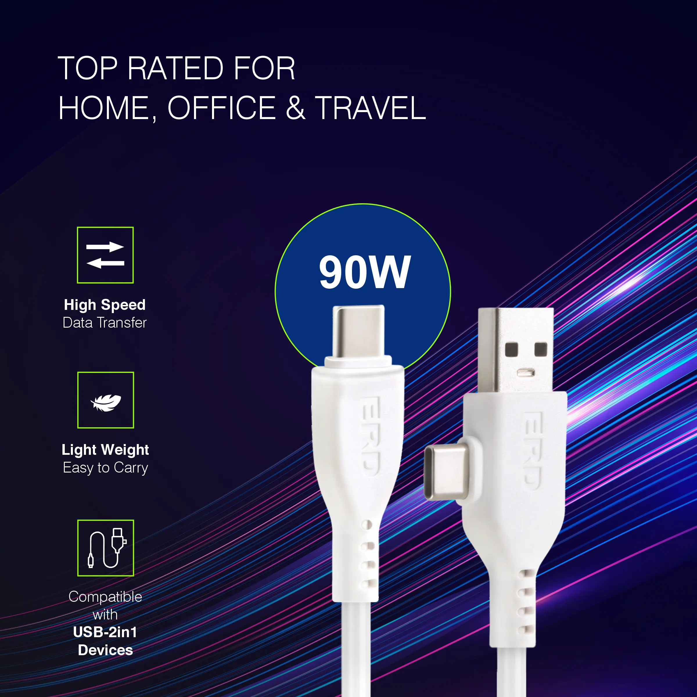 ERD UC-102 Multi (2in1) Data Cable, 90W - Image 6