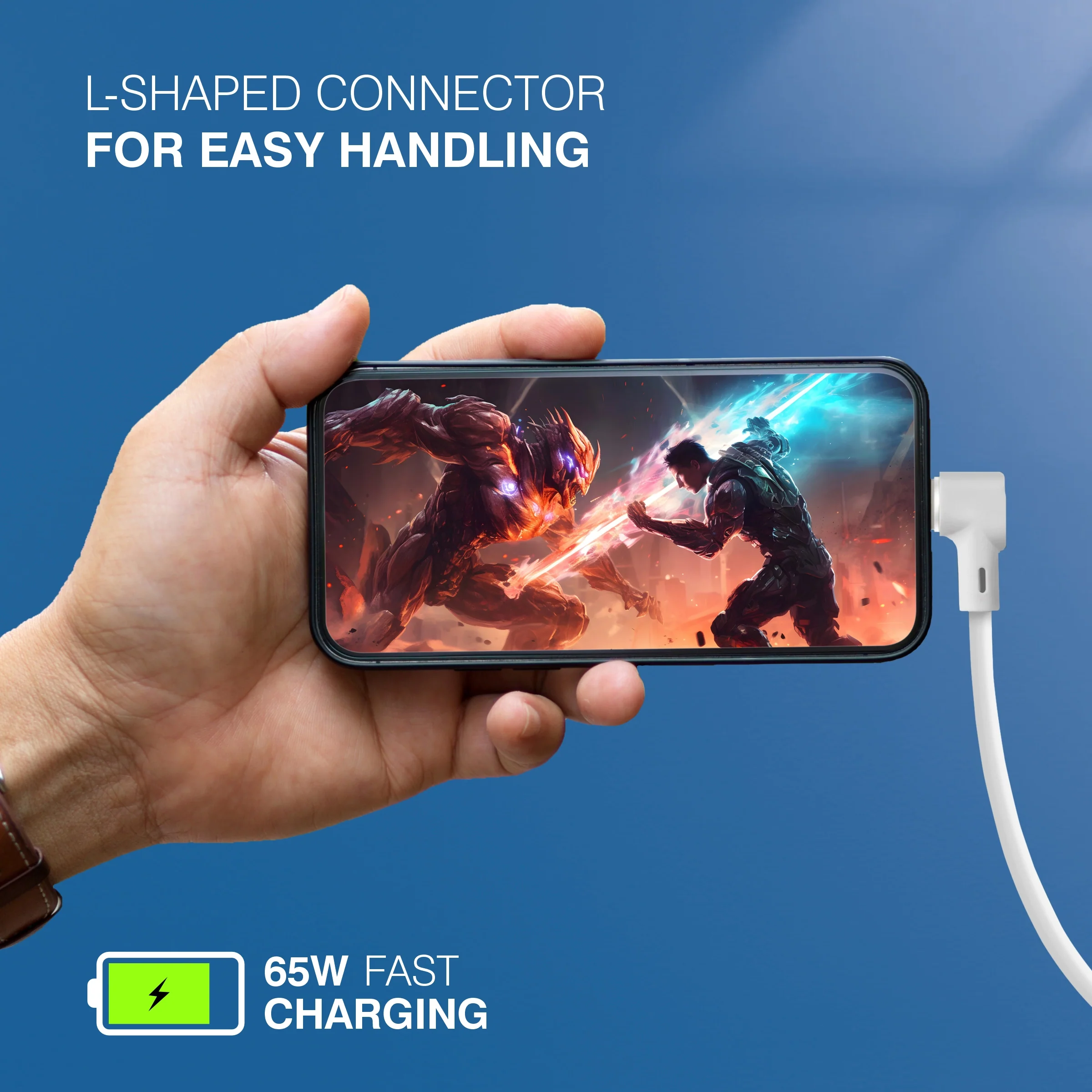 ERD UC-122 USB-C To C L-Shape Data Cable, 65W - Image 4
