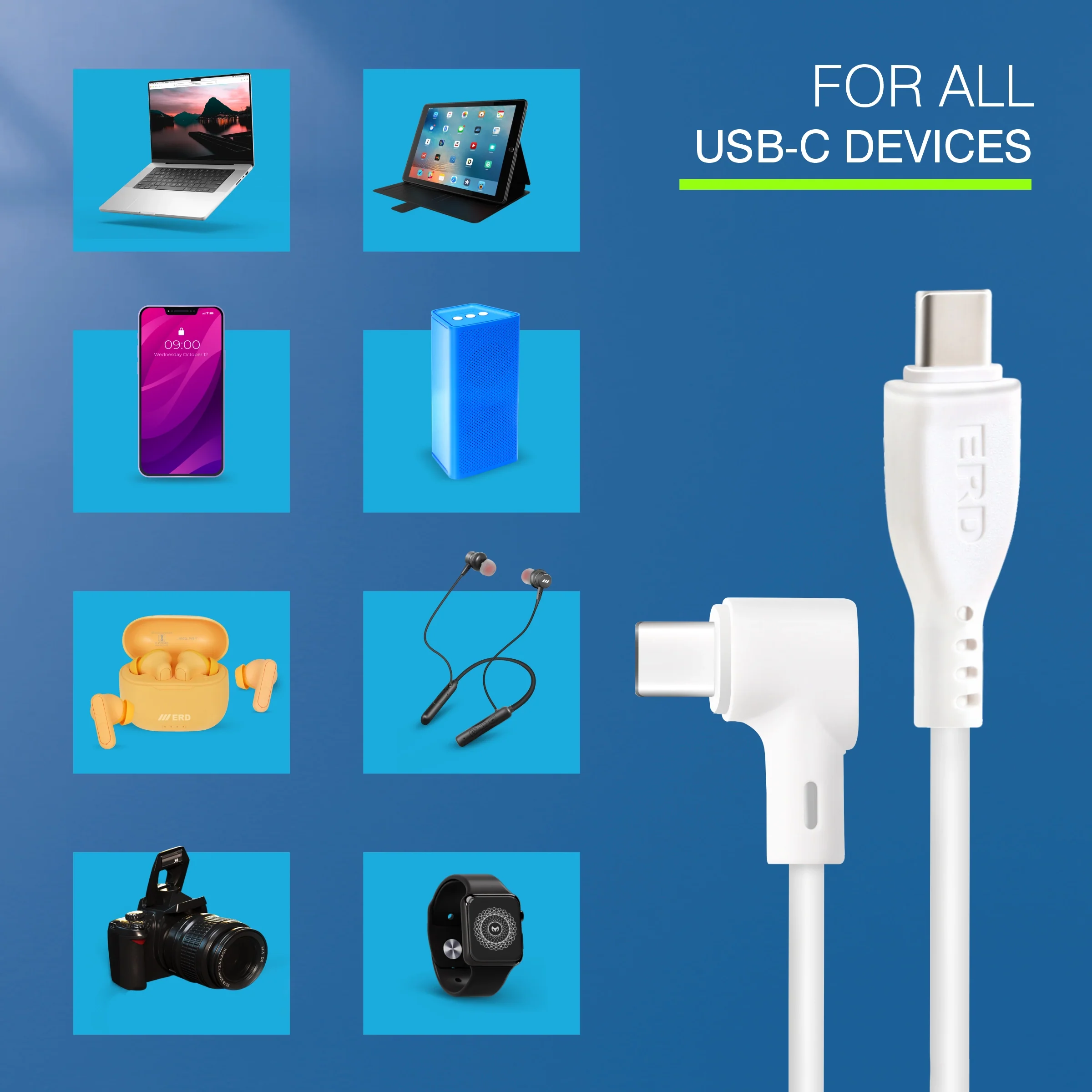 ERD UC-122 USB-C To C L-Shape Data Cable, 65W - Image 7