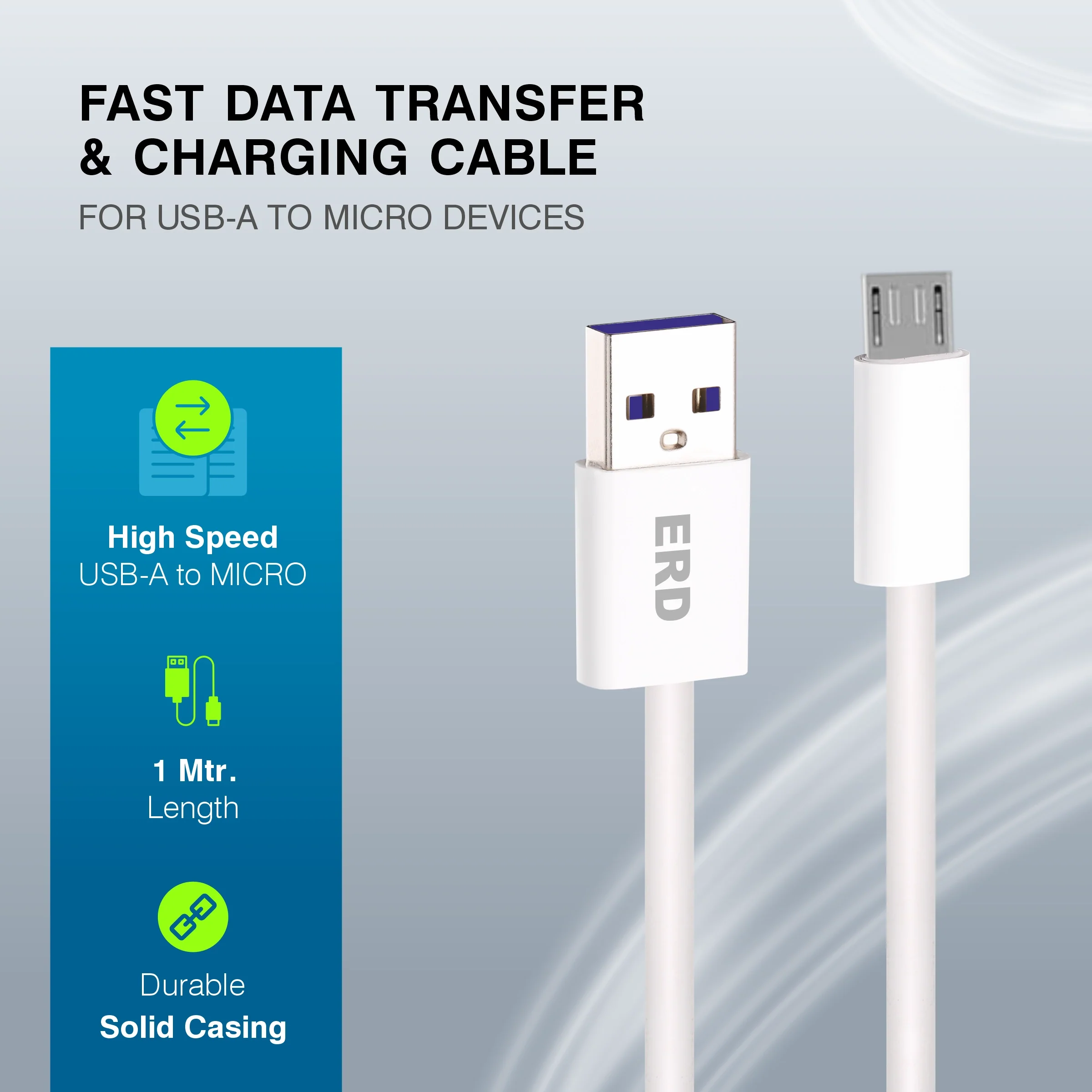 ERD UC-301 USB-A to Micro Solid Casing Data Cable, 25W - Image 3