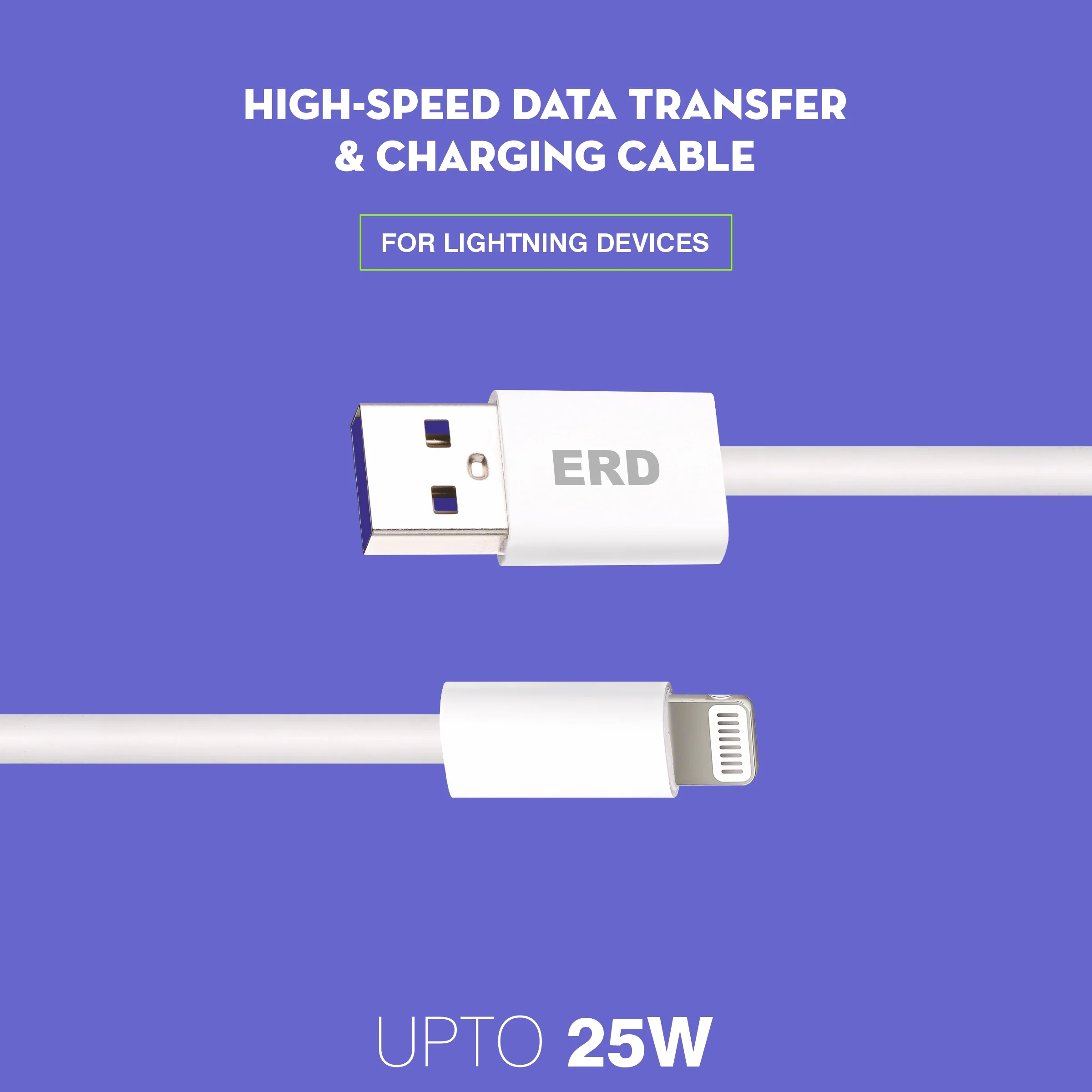 ERD UC-305 USB-A to Lightning Solid Casing Data Cable, 25W - Image 3