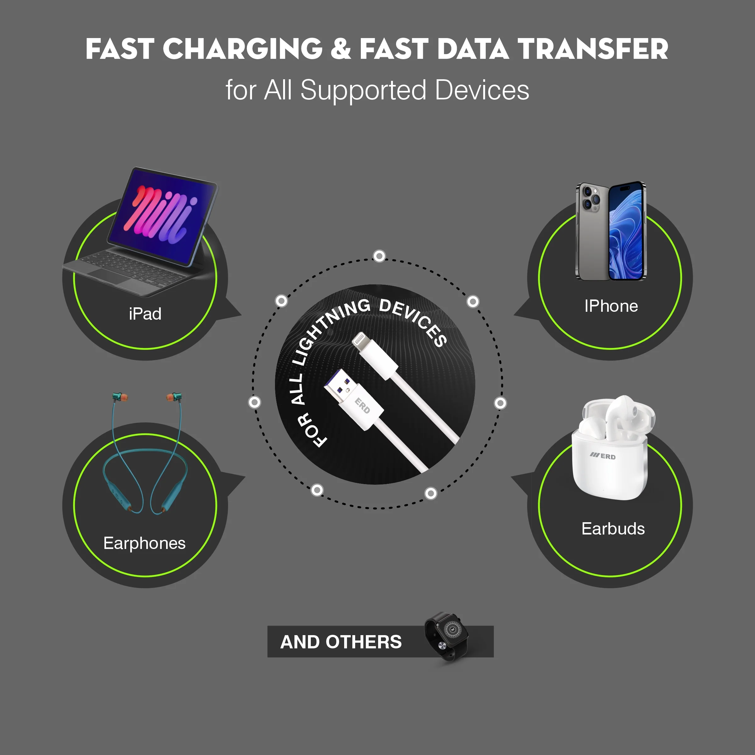 ERD UC-305 USB-A to Lightning Solid Casing Data Cable, 25W - Image 7