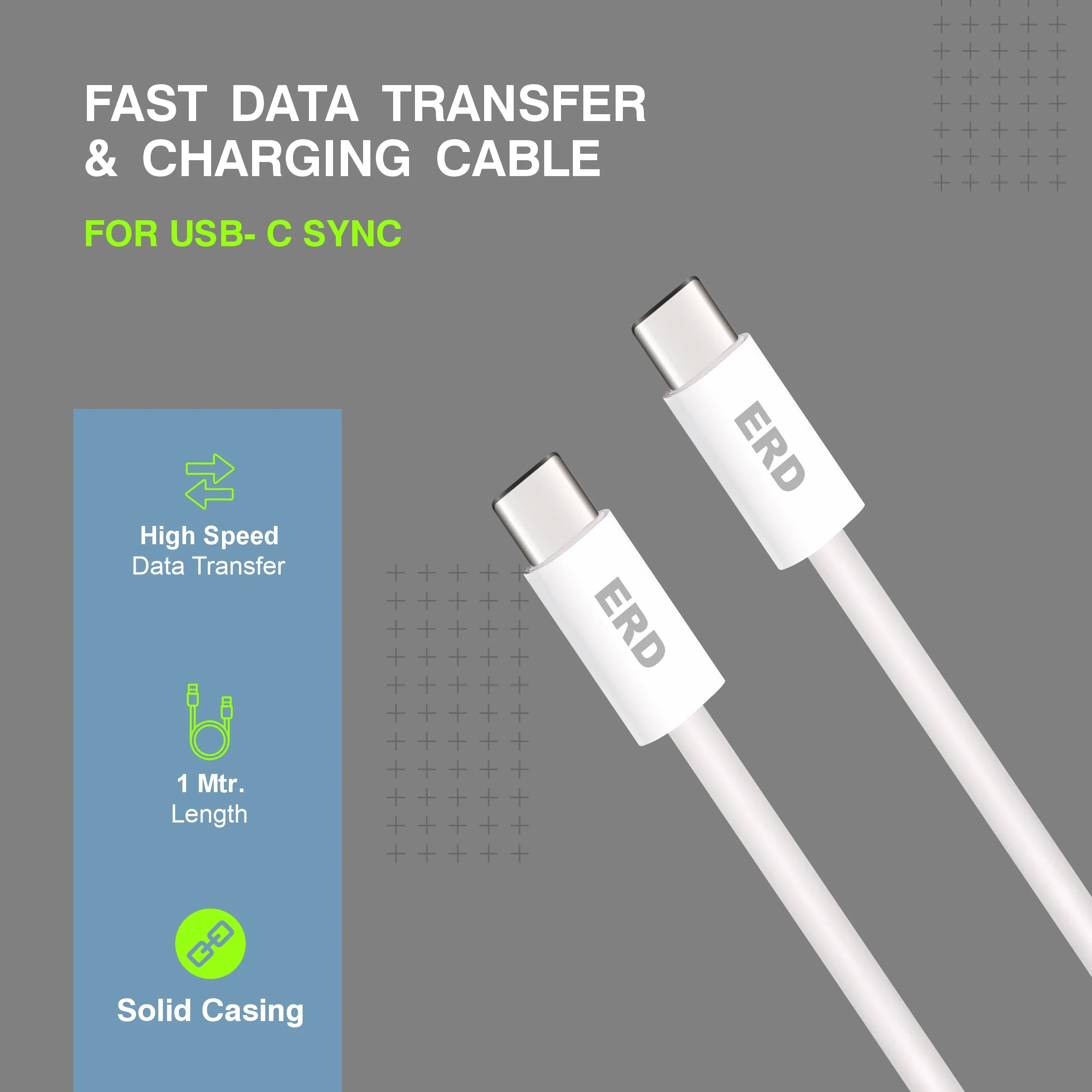 ERD UC-307 USB-C TO C (IP15) Solid Casing Data Cable, 60W - Image 3