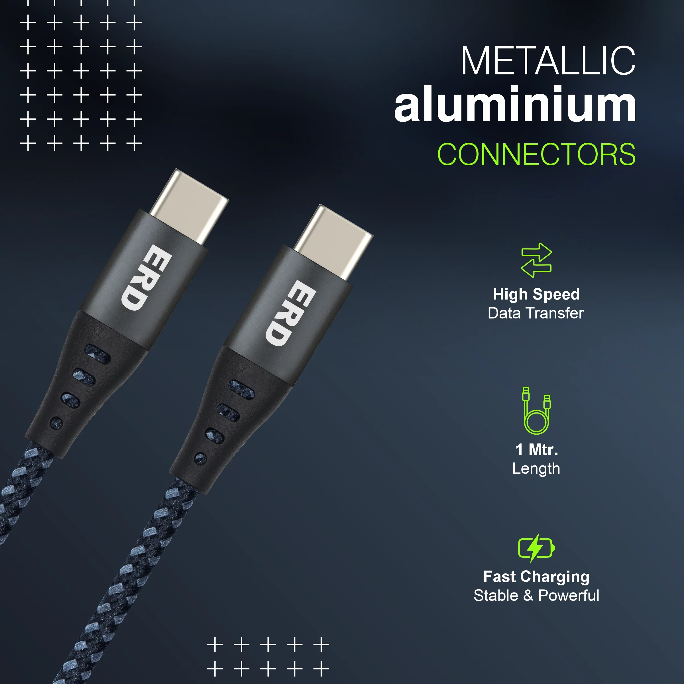 ERD UC-333 USB-C TO C Braided Metal Casing Data Cable, 65W - Image 3