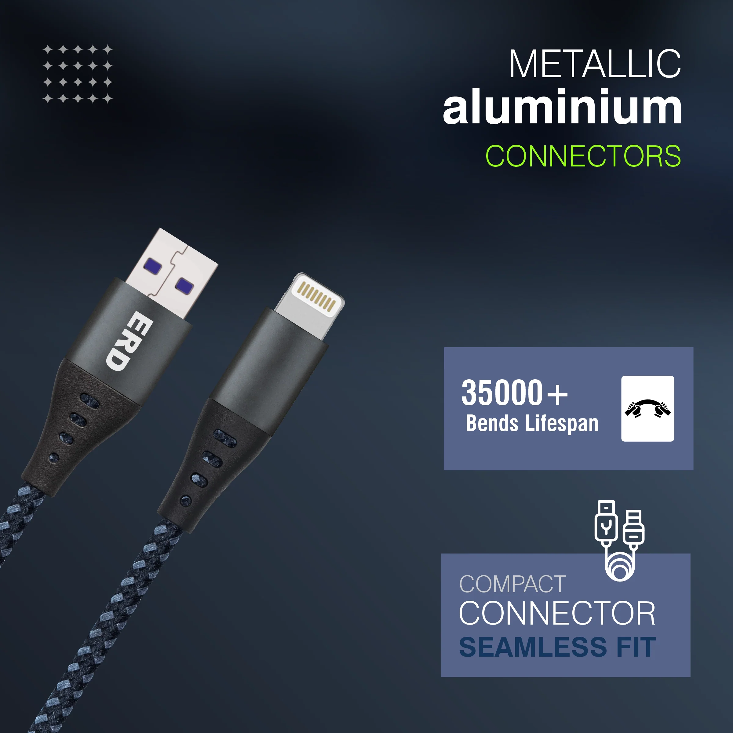 ERD UC-334 USB-A to Lightning Braided Metal Casing Data Cable, 25W - Image 6