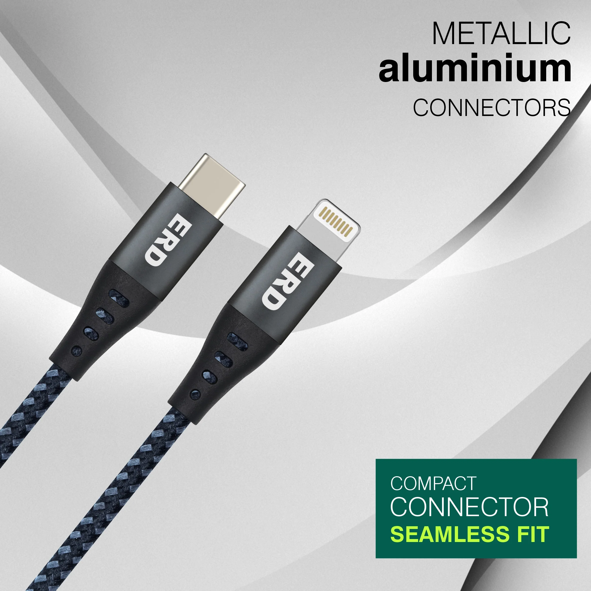 ERD UC-335 USB-C TO Lightning Braided Metal Casing Data Cable, 25W - Image 3