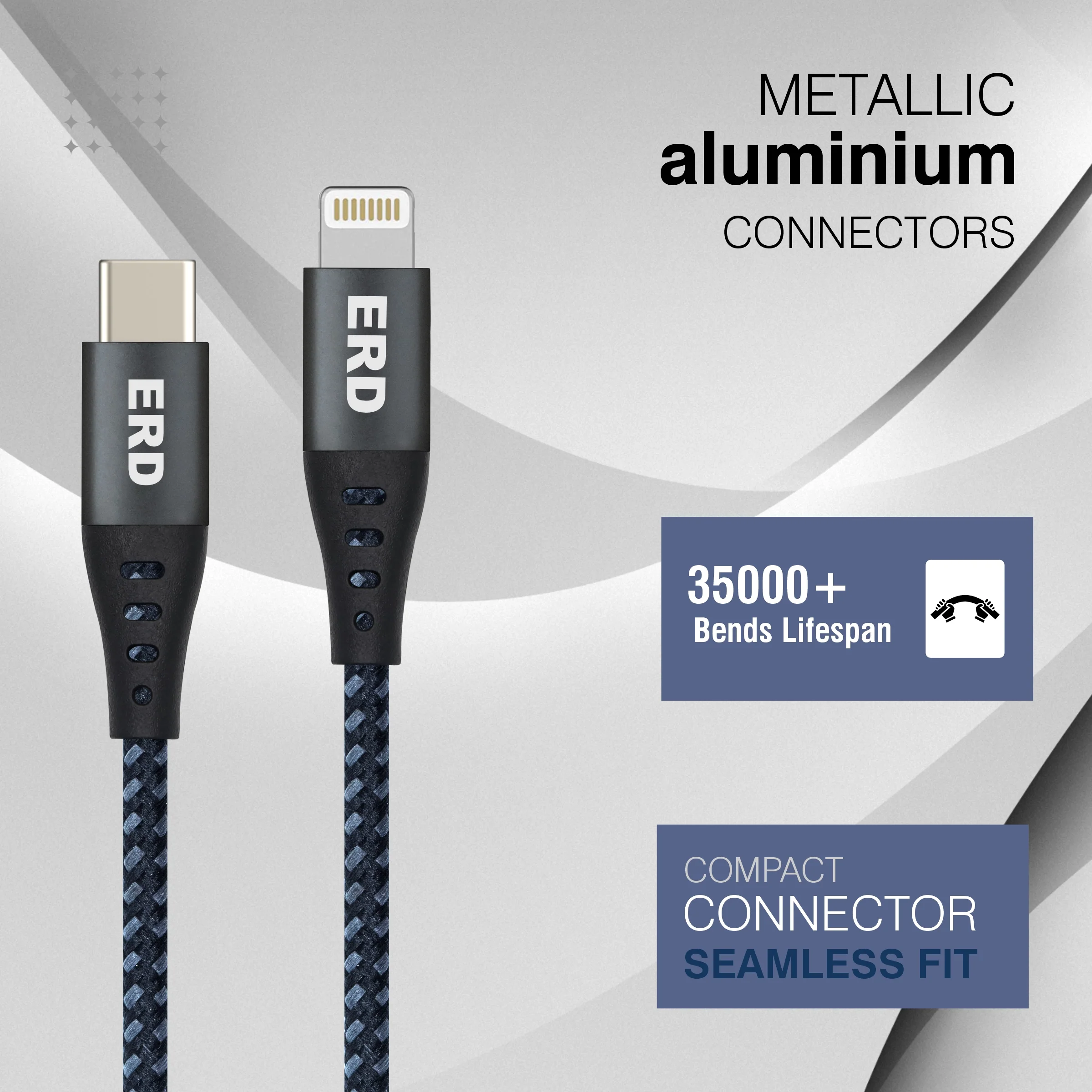 ERD UC-335 USB-C TO Lightning Braided Metal Casing Data Cable, 25W - Image 5