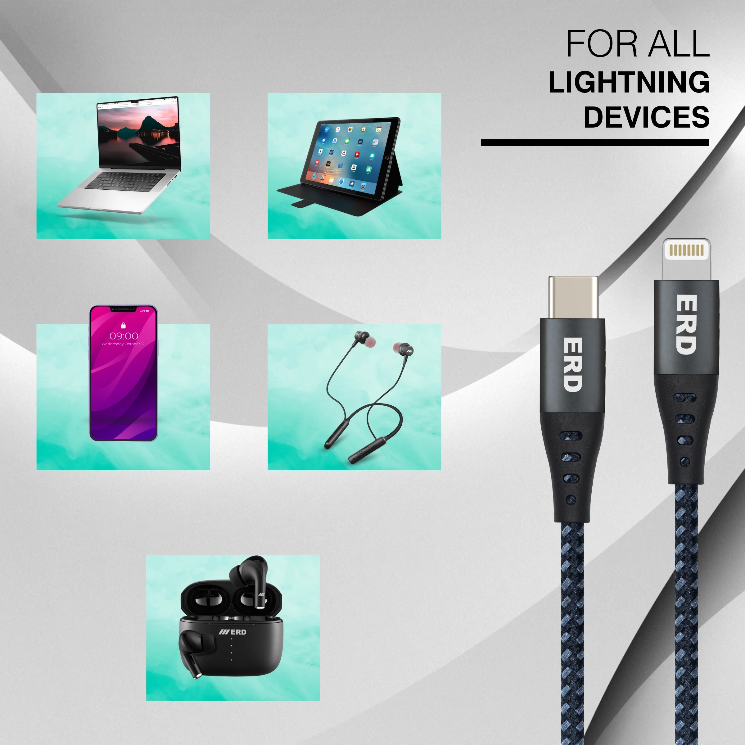 ERD UC-335 USB-C TO Lightning Braided Metal Casing Data Cable, 25W - Image 7