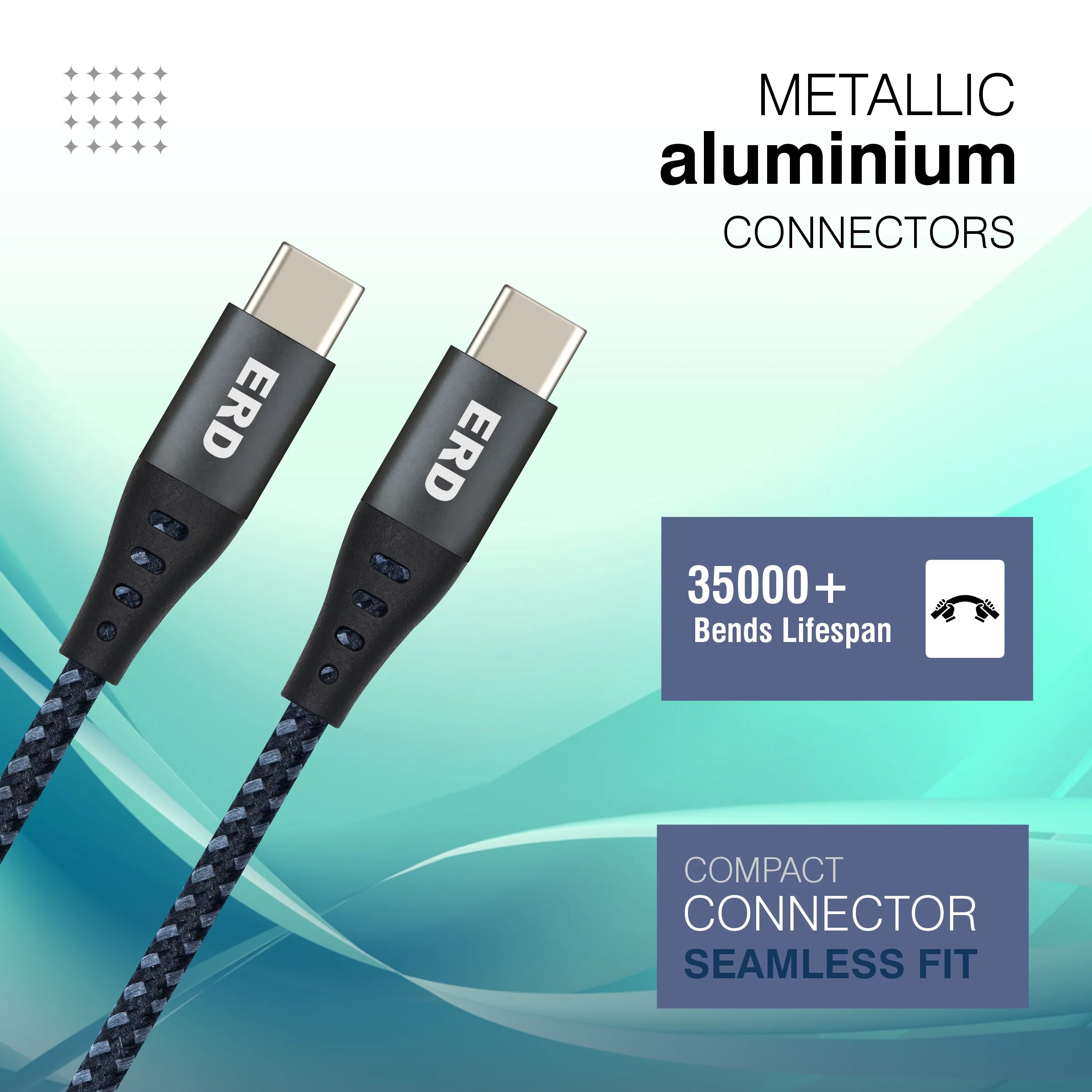 ERD UC-336 USB-C TO C IP15 Braided Metal Casing Data Cable, 60W - Image 5