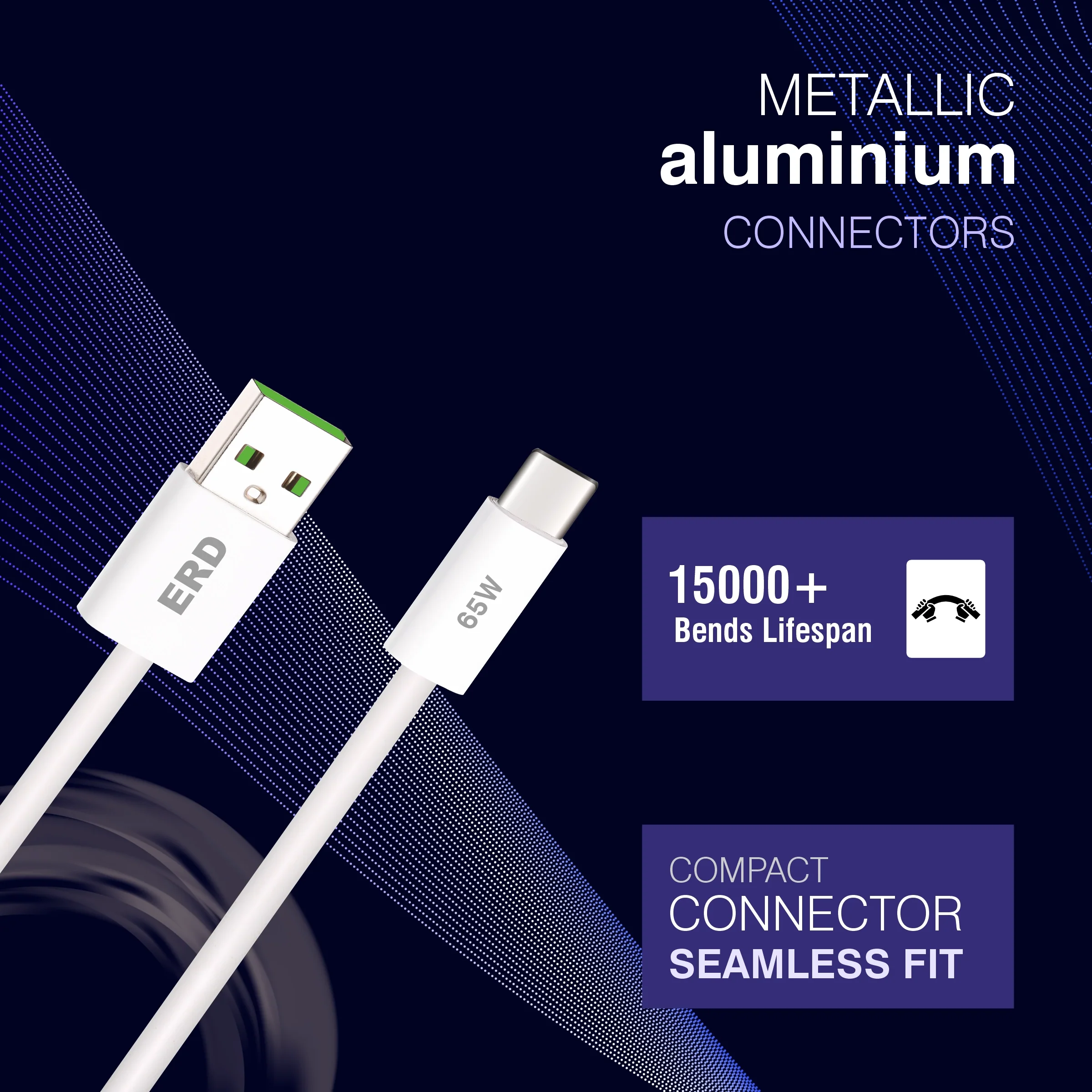 ERD UC-361 USB-A TO C Solid Casing Data Cable, 65W - Image 4