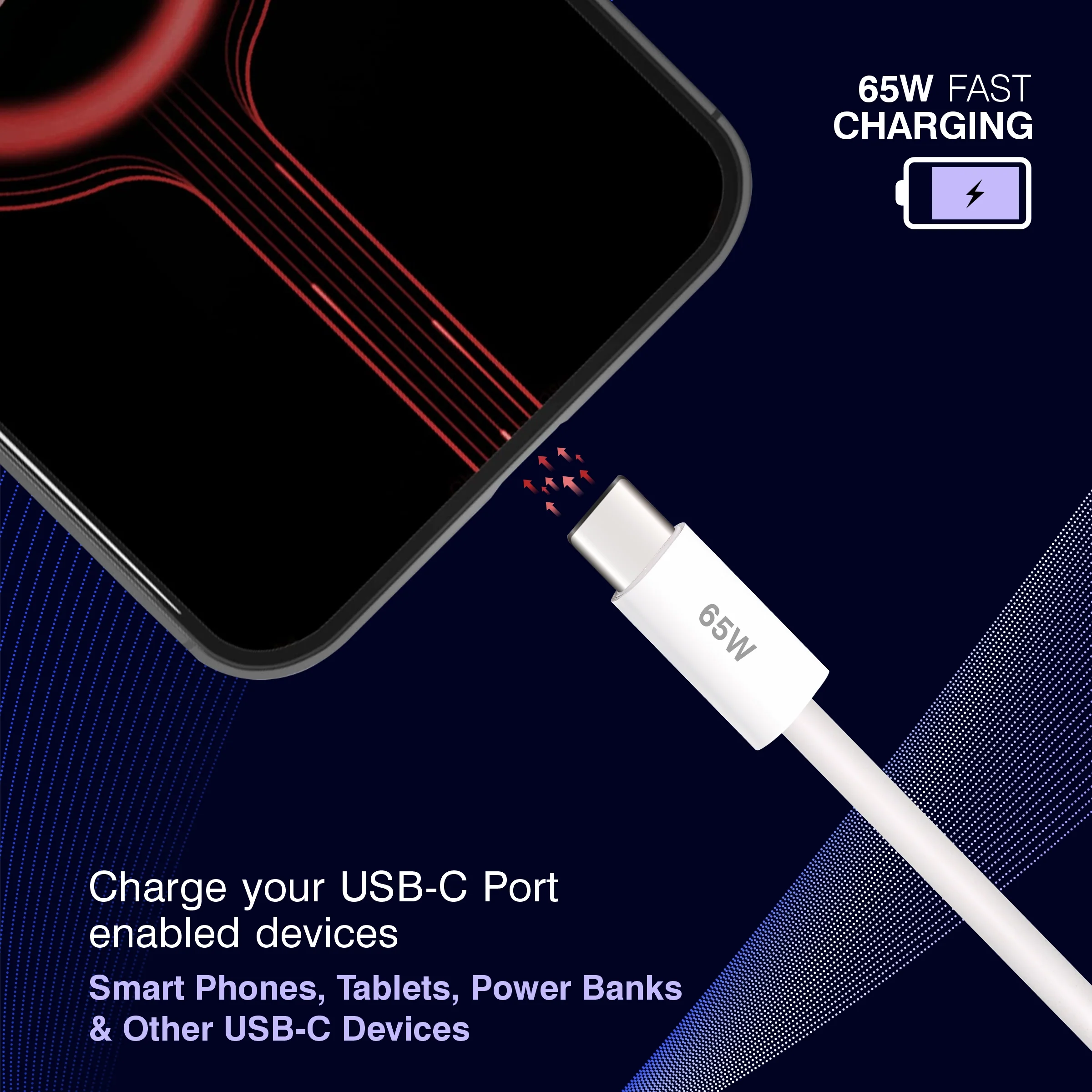 ERD UC-361 USB-A TO C Solid Casing Data Cable, 65W - Image 5