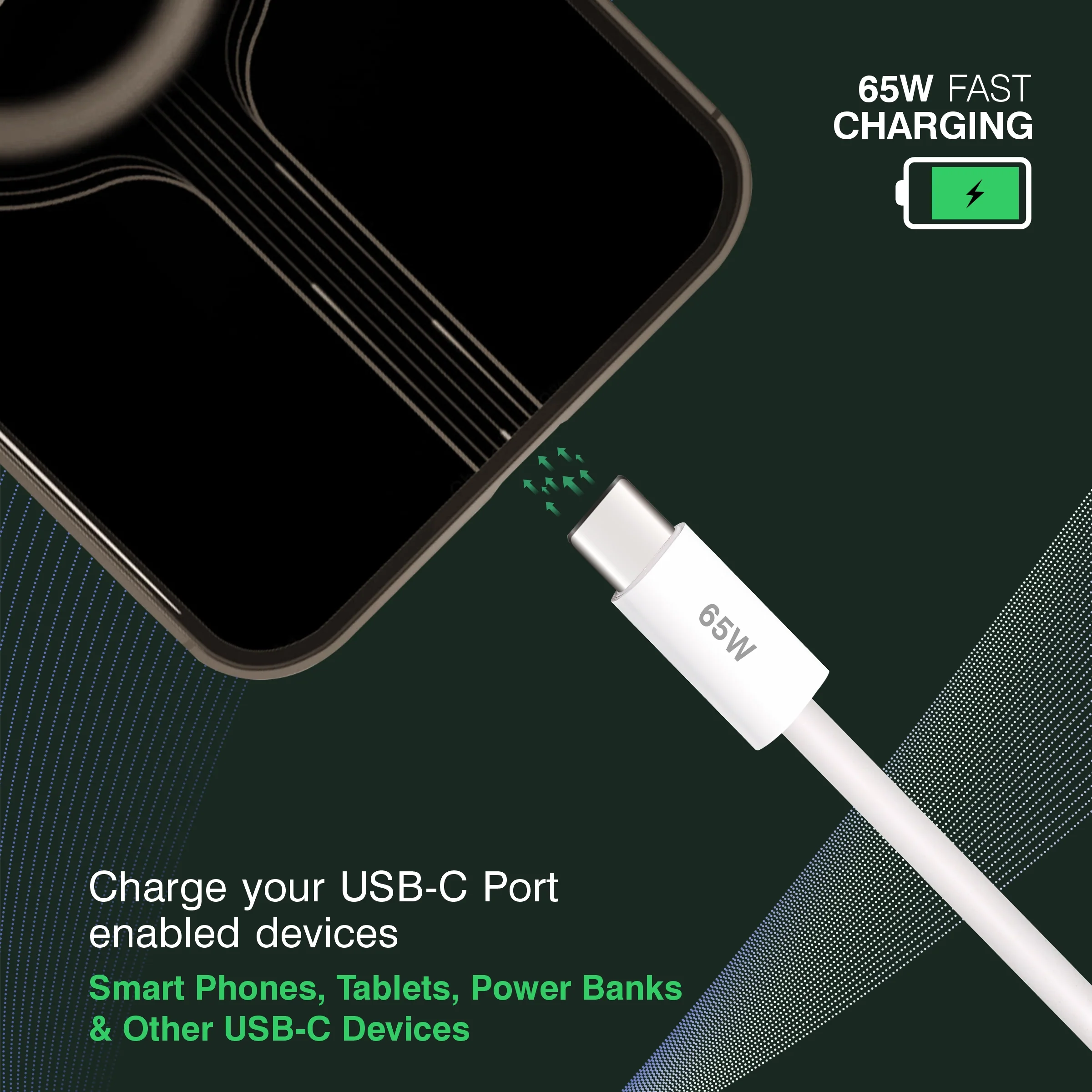 ERD UC-364 USB-A TO C Solid Casing Data Cable, 2Meter, 65W - Image 5